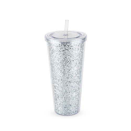 Glam Silver Double Walled Glitter Tumbler | Zigeze