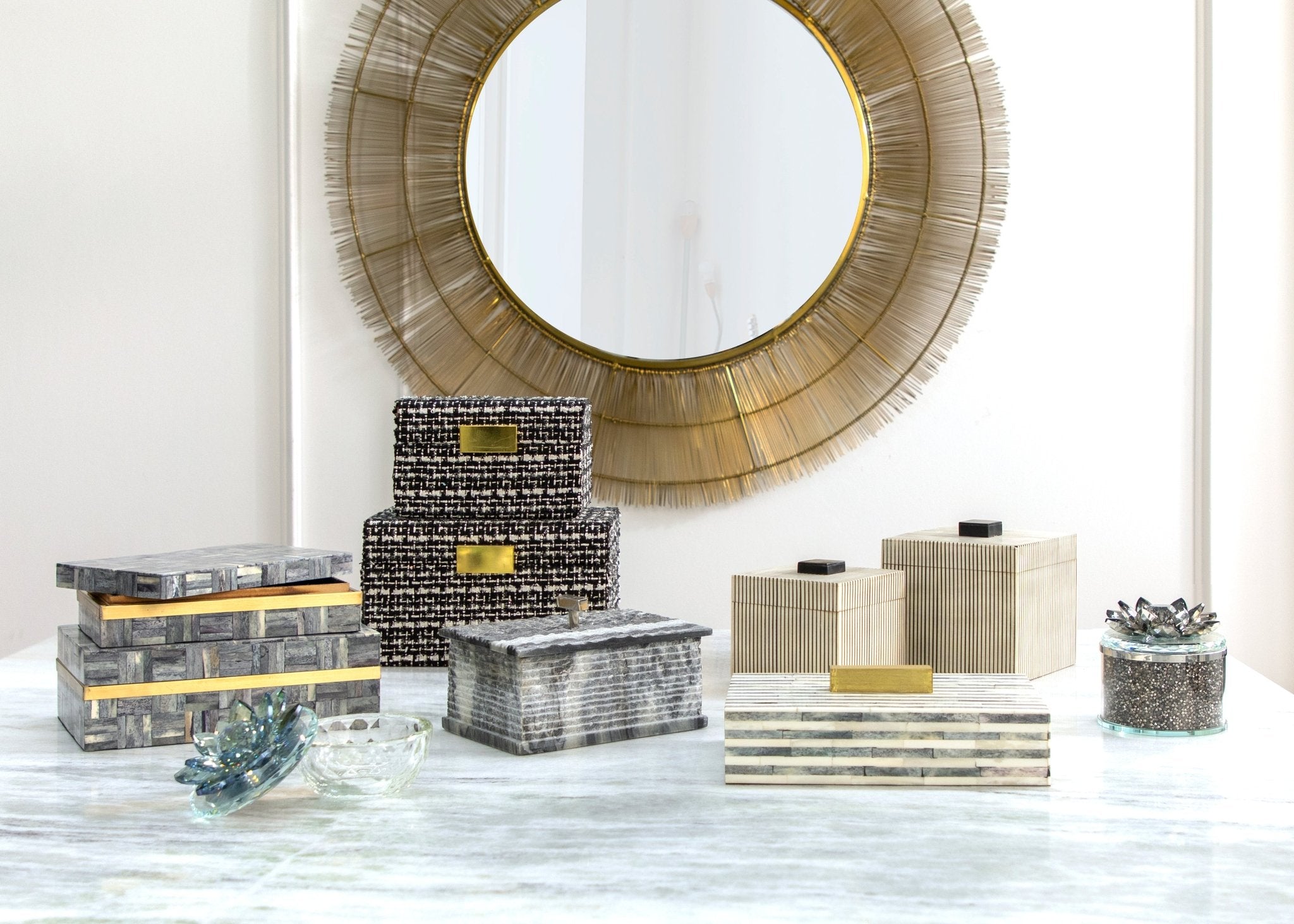 Glass Trinket Box Clear with Blue Lotus Top | Zigeze