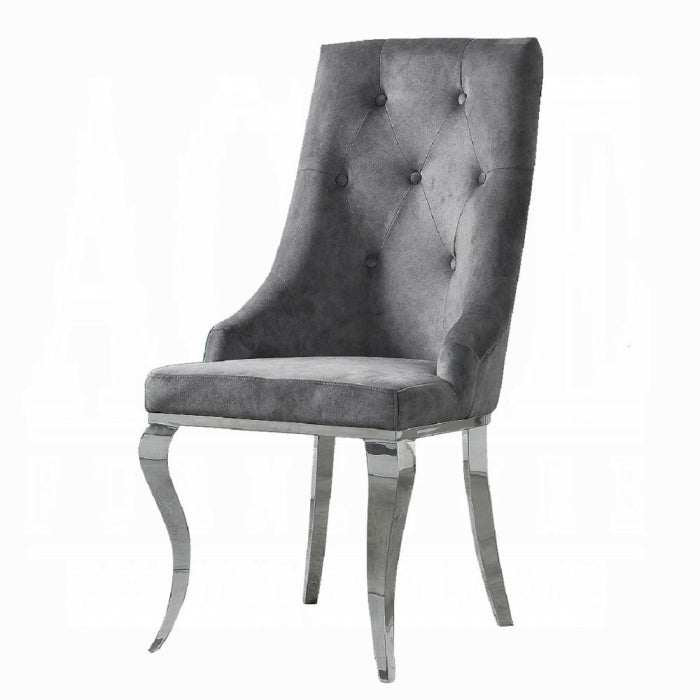 Gray Upholstered Side Chair (2 Pcs), Gray | Zigeze
