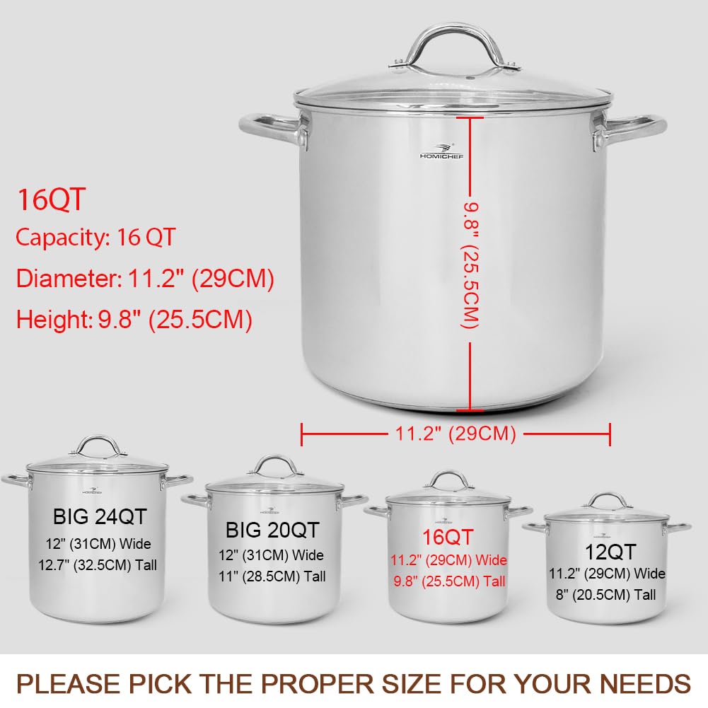 Large 16 - Quart Stock Pot with Glass Lid | Zigeze