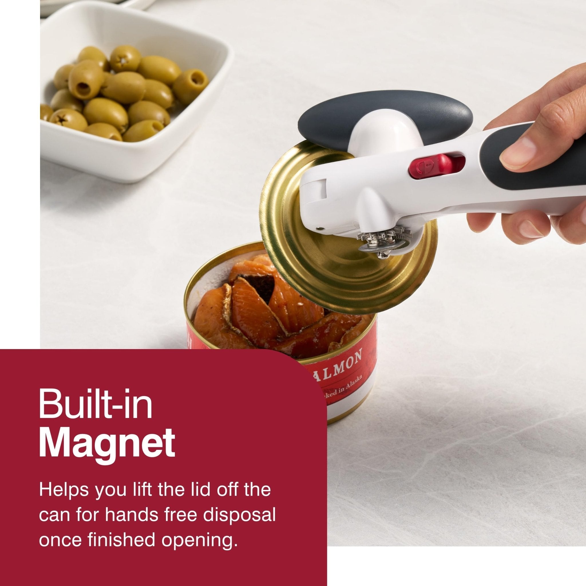 Manual Lock N' Lift Magnetic Can Opener, Gray | Zigeze