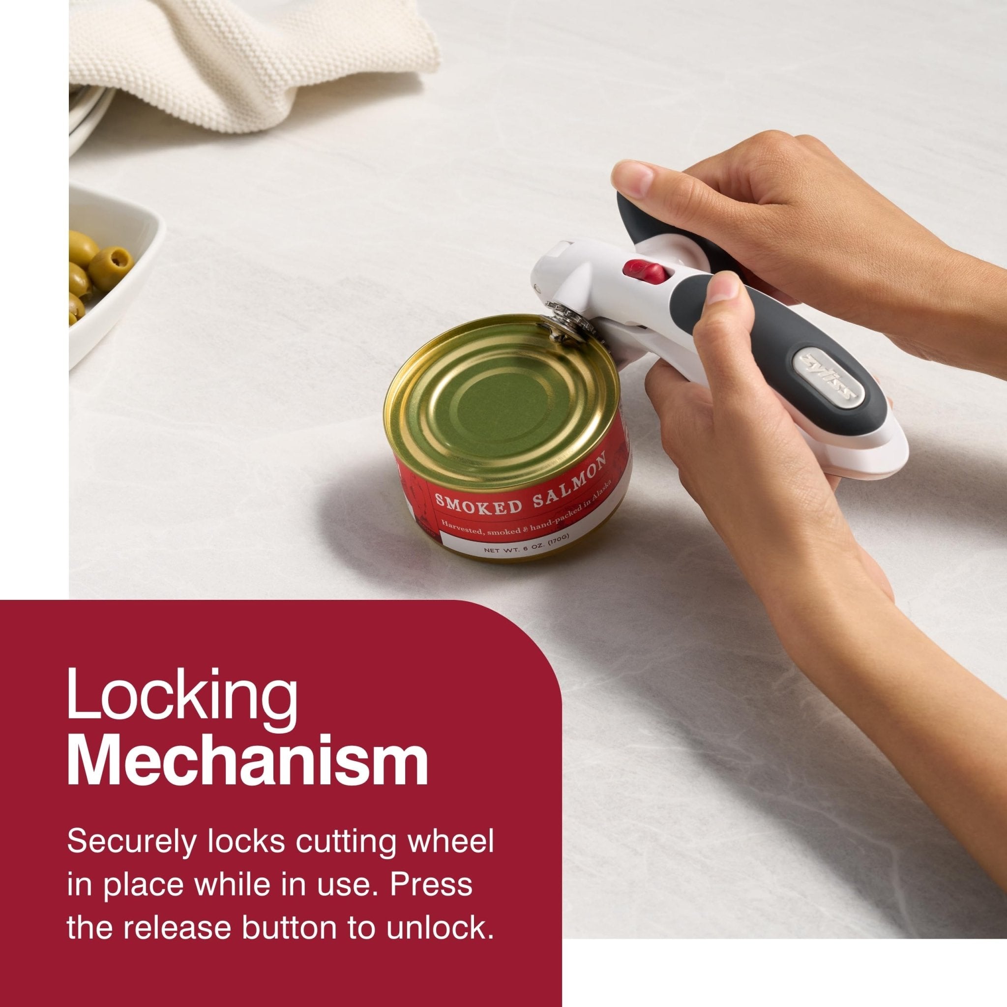 Manual Lock N' Lift Magnetic Can Opener, Gray | Zigeze