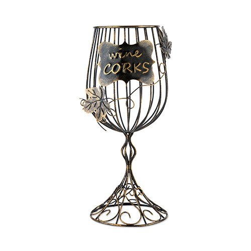 Metal Wine Glass Shaped Cork Display, Bronze | Zigeze