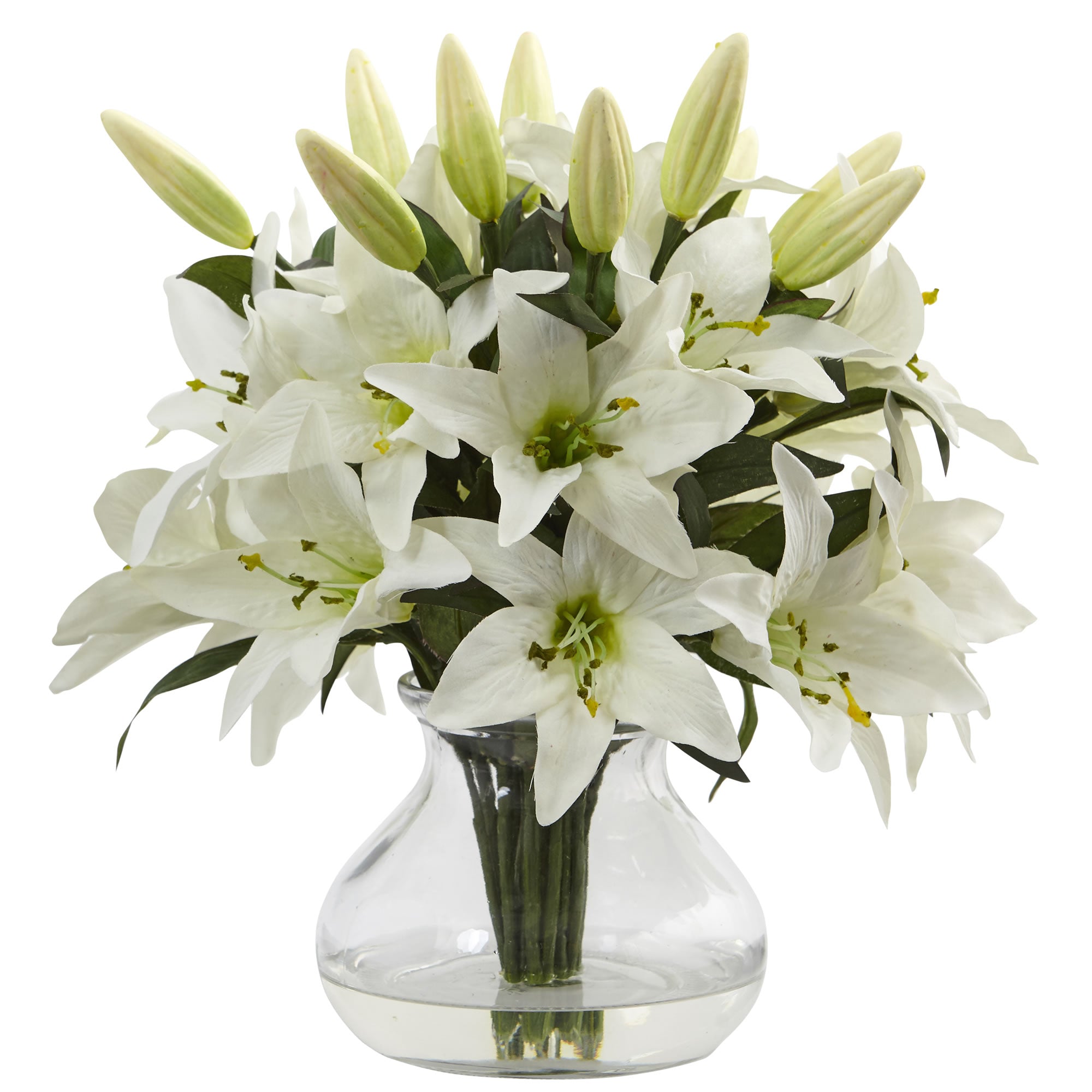 Mix of Artificial Lily Blossoms and Buds in a Vase | Zigeze