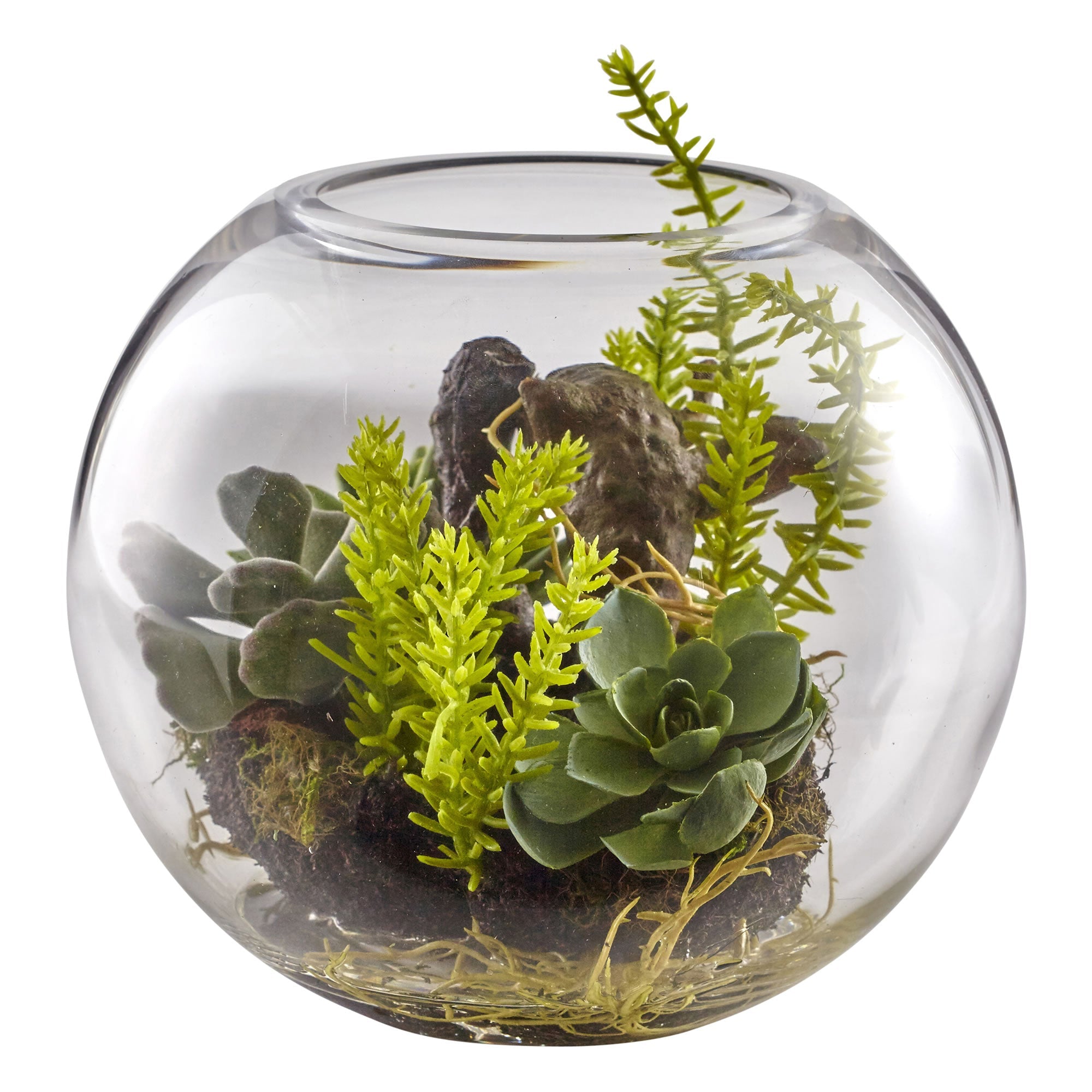 Mixed Artificial Succulent Garden with Glass Vase | Zigeze