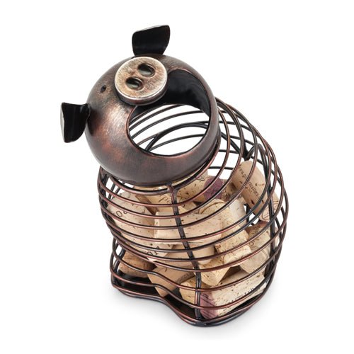 Oink Pig Cork Holder, Stainless Steel | Zigeze