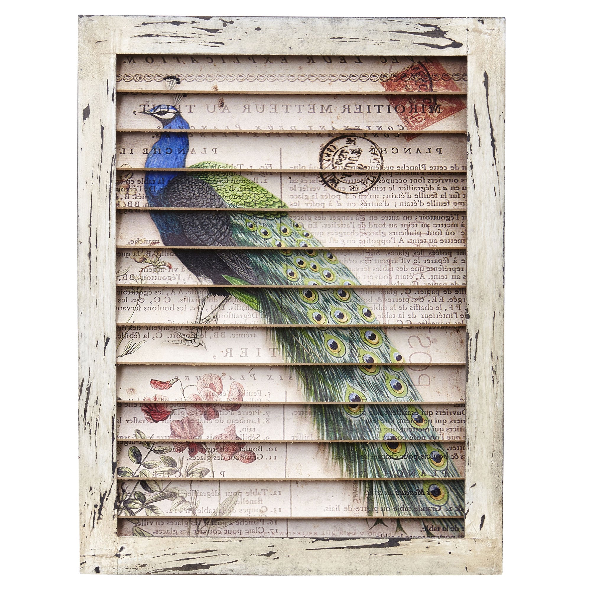 Peacock Window Shutter Vintage Wall Decor | Zigeze