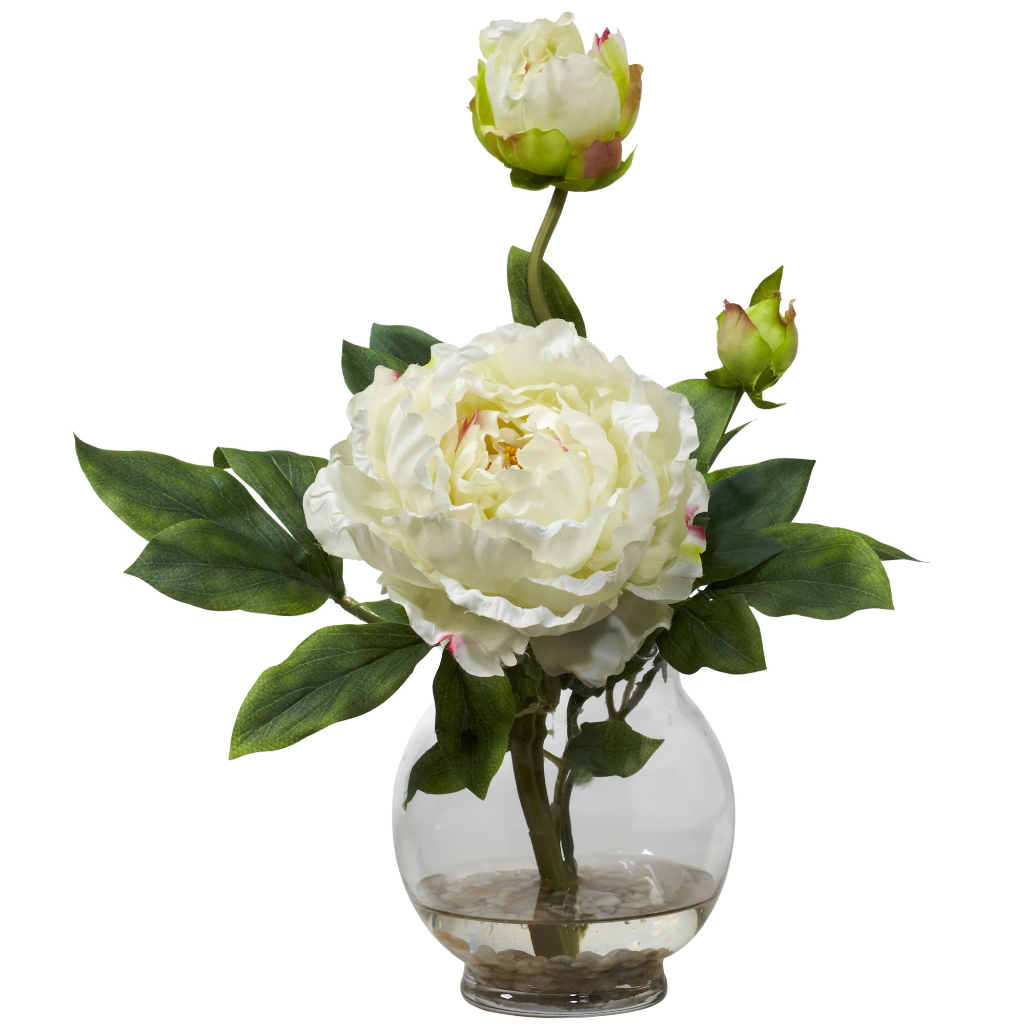 Peony with Fluted Vase Silk Flower Arrangement | Zigeze
