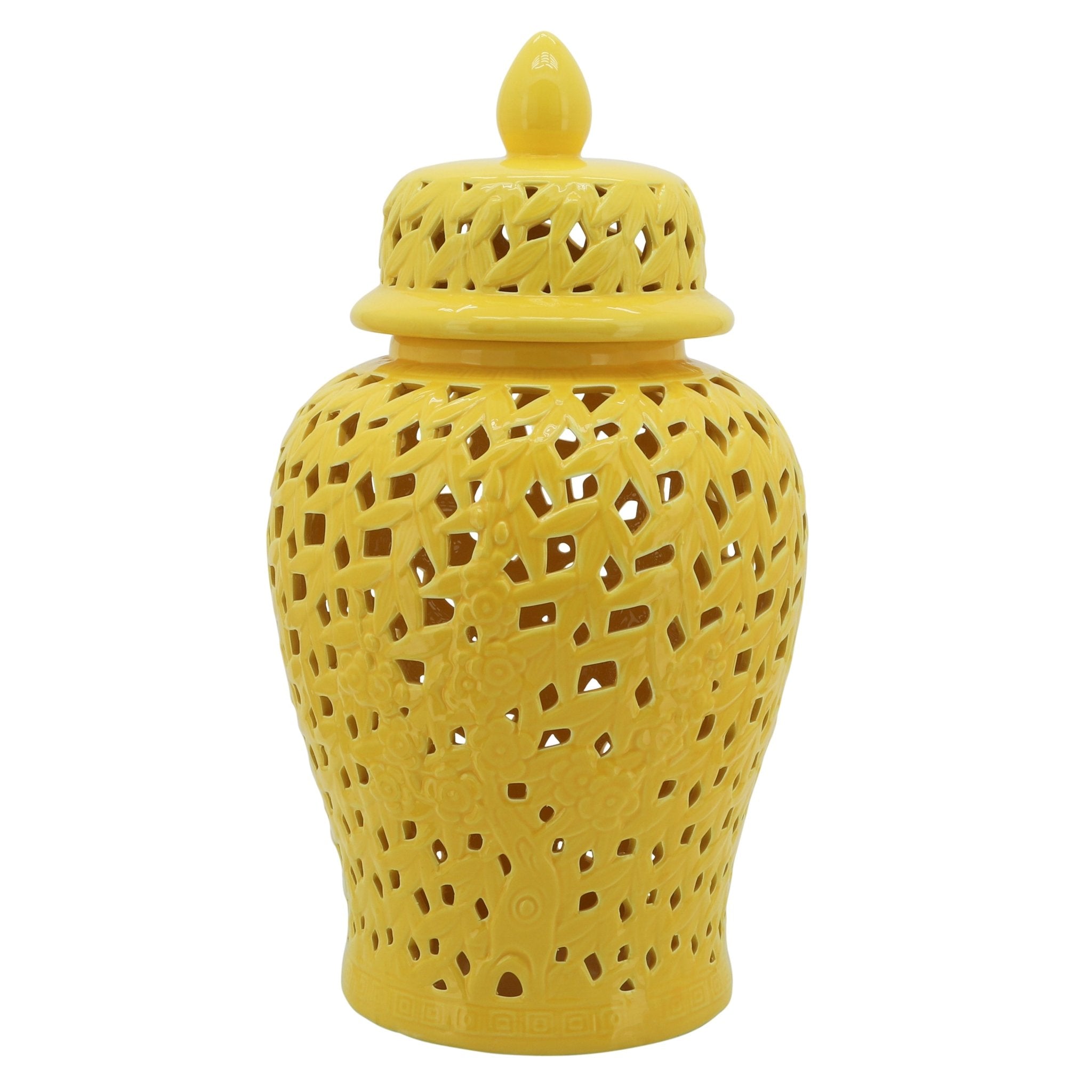 Pierced Yellow Temple Jar 24" | Zigeze