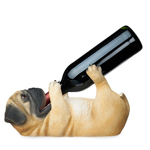 Pug Single Wine Bottle Holder, Polyresin | Zigeze