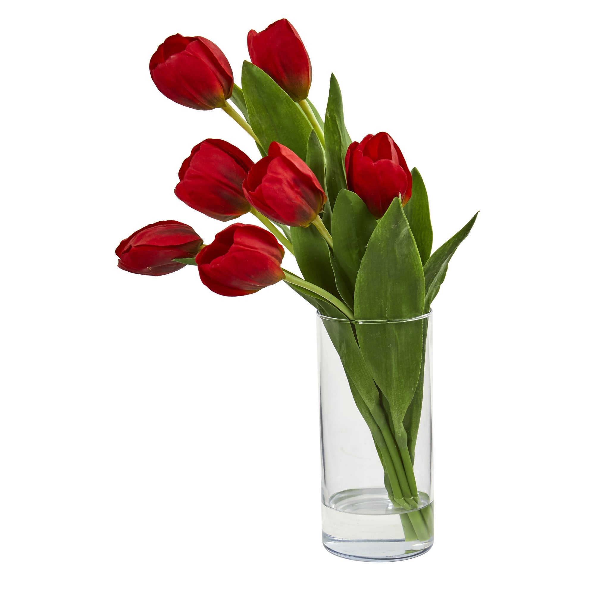 Red Tulip Artificial Arrangement in Cylinder Vase | Zigeze
