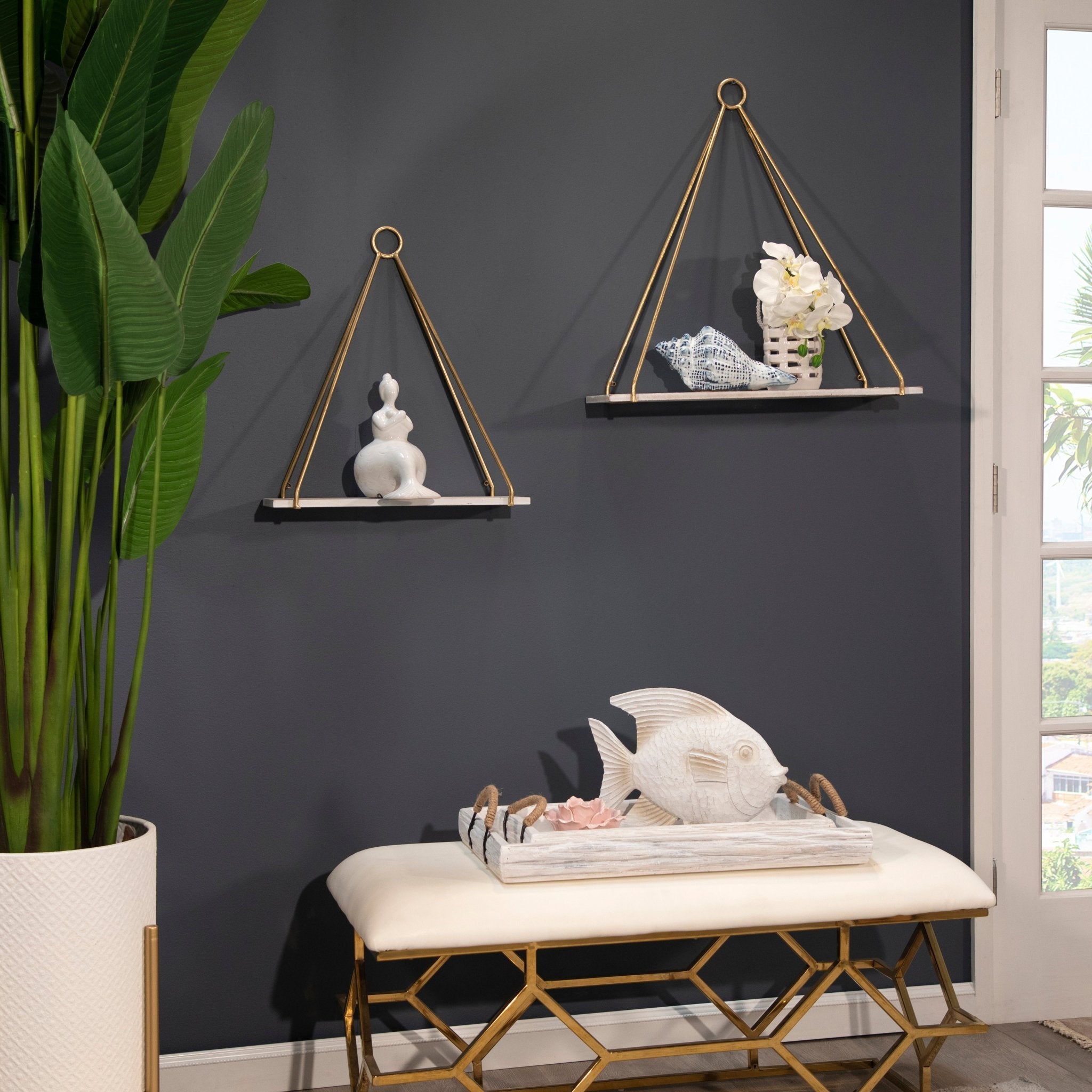 Resin 13.5" Fish Figurine, White Wash | Zigeze