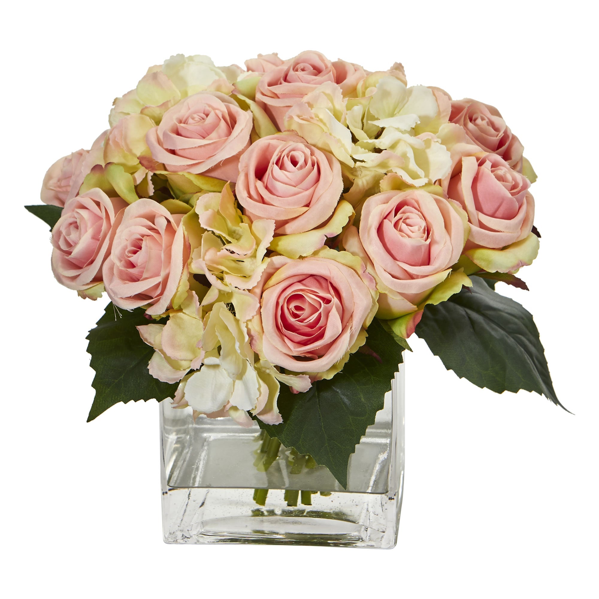 Rose and Hydrangea Bouquet Arrangement in Vase | Zigeze