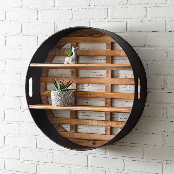 Round Wood and Metal Wall Display | Zigeze