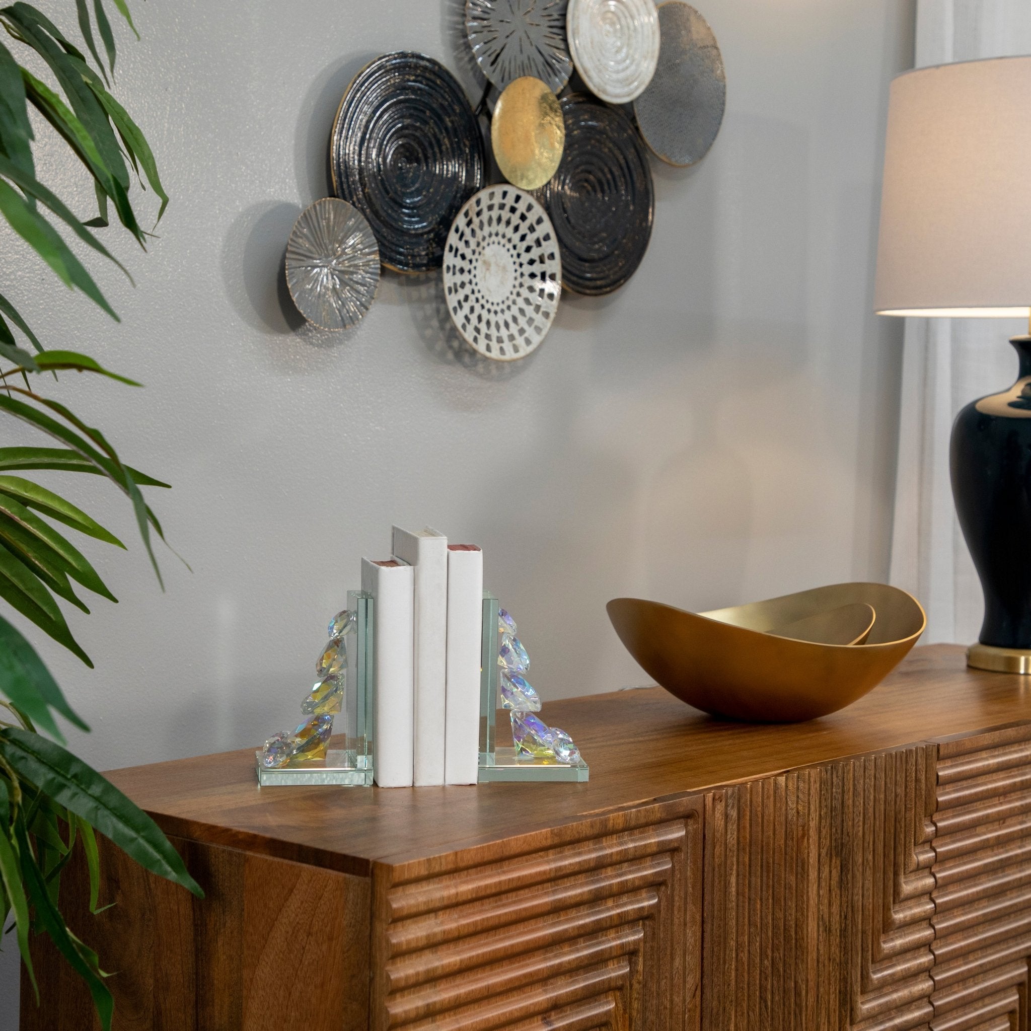 Set of 2 Crystal Diamond Bookends, Rainbow | Zigeze