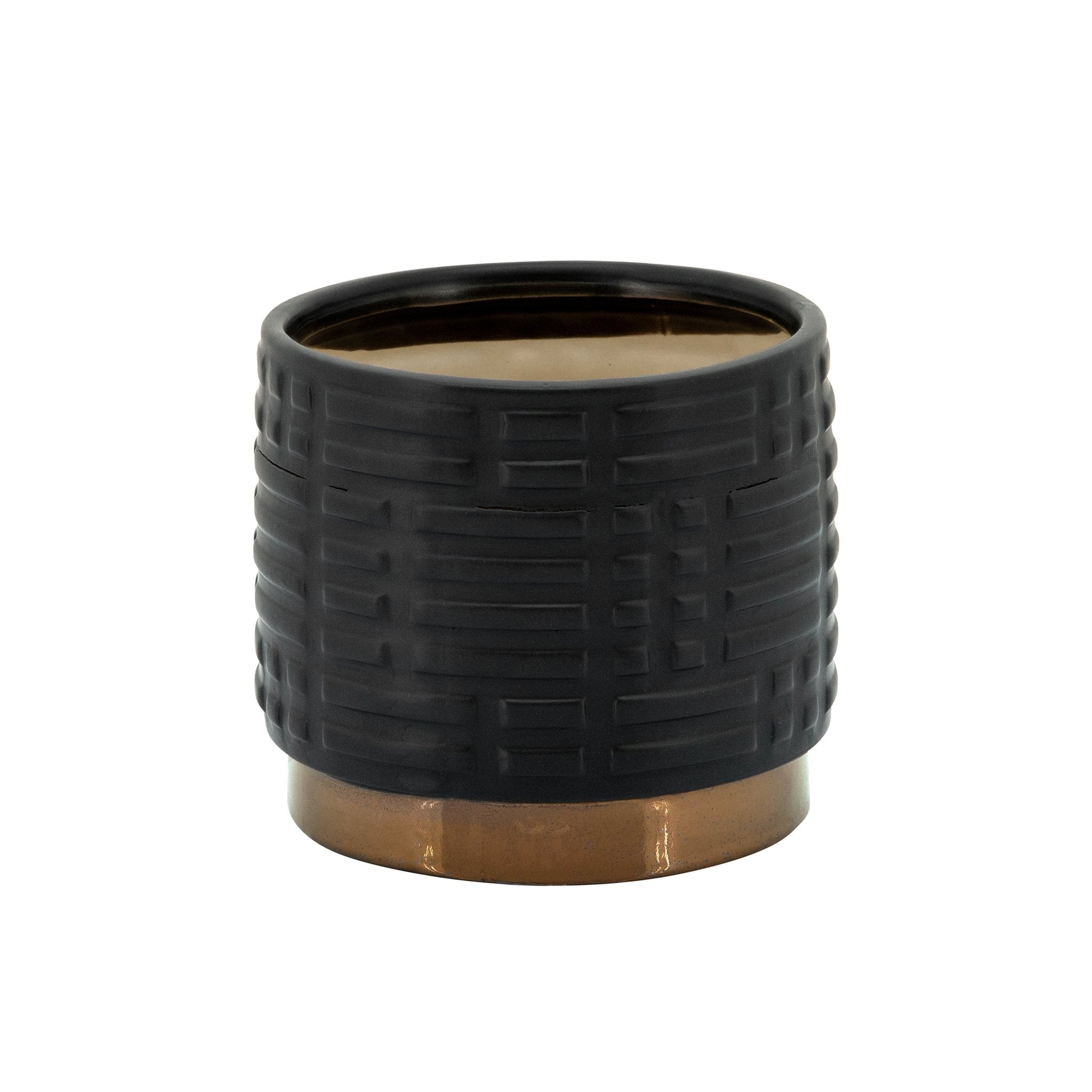 Set of 2 Maze Metallic Planters, Black | Zigeze