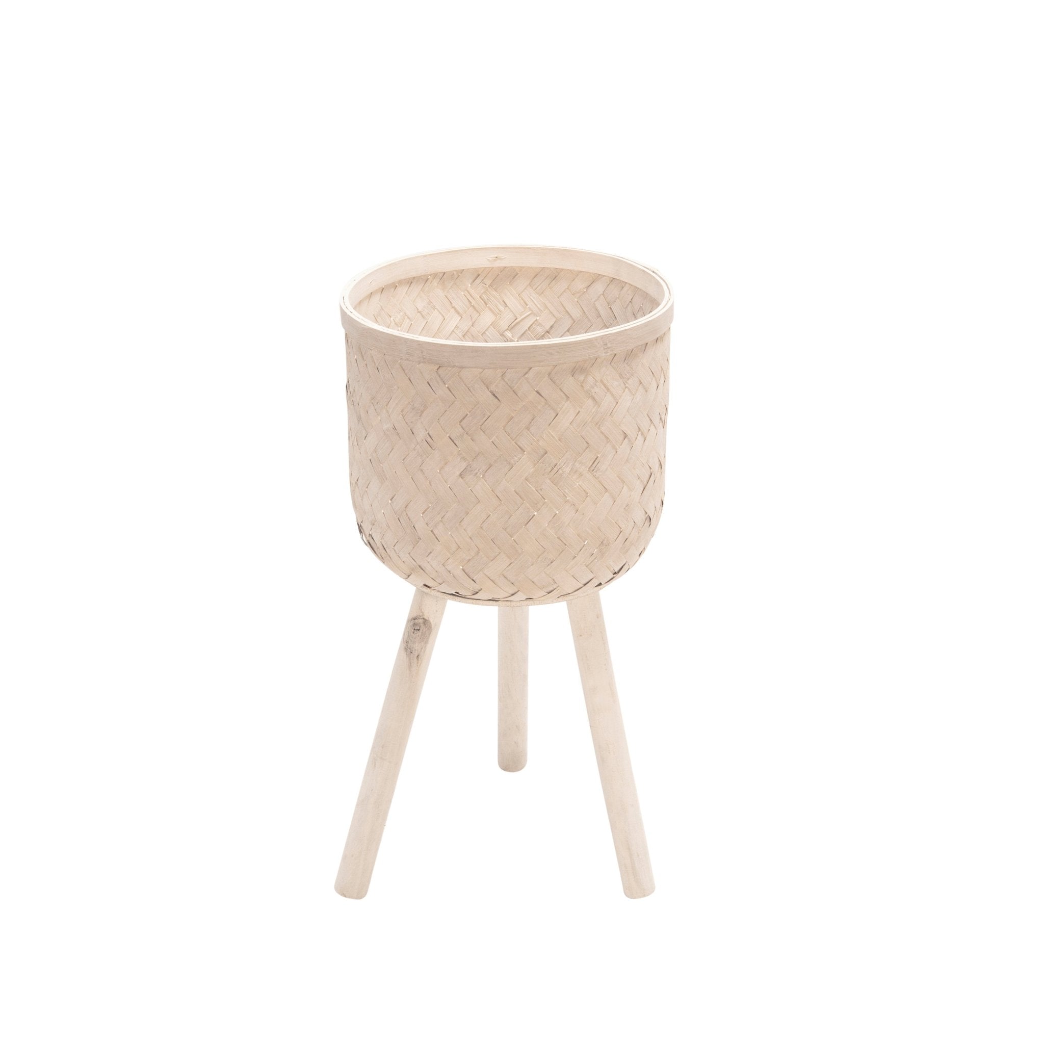 Set of 3 Bamboo Planters White Wash | Zigeze