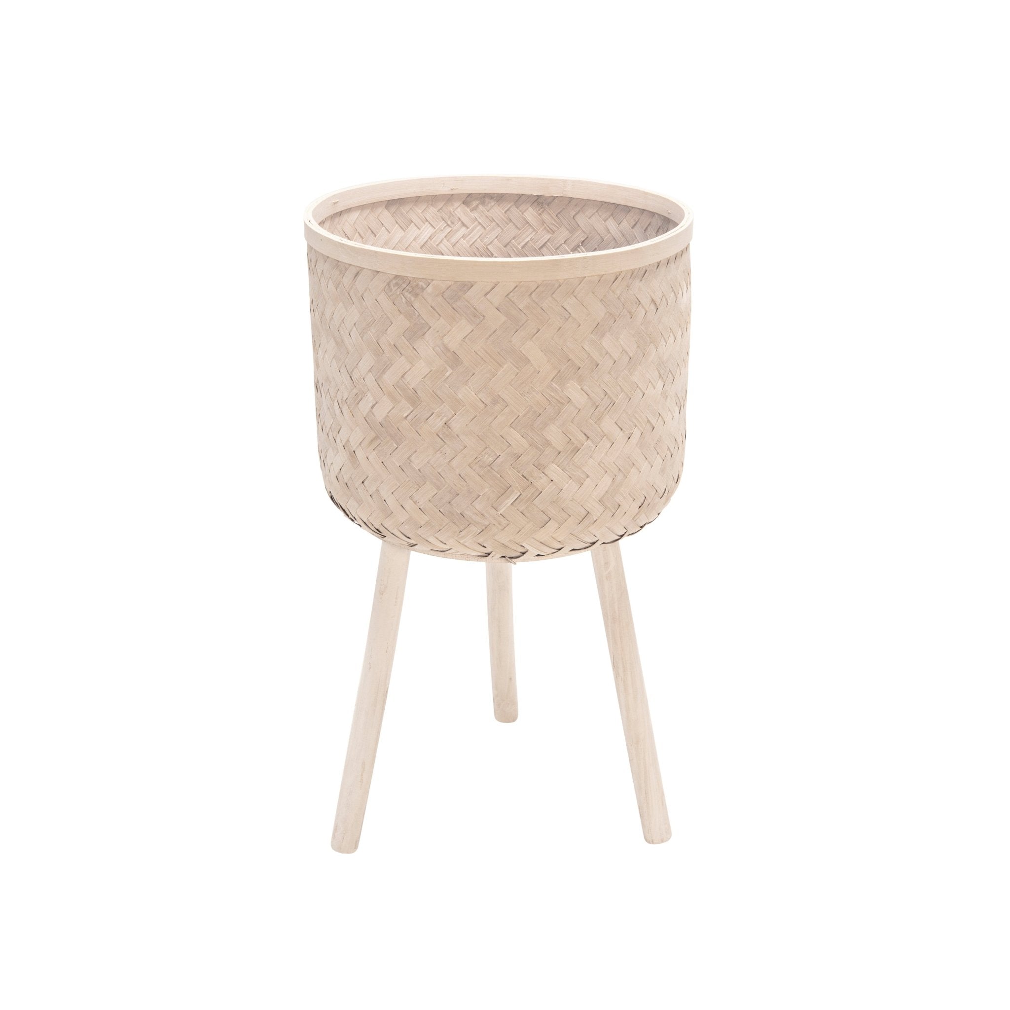 Set of 3 Bamboo Planters White Wash | Zigeze