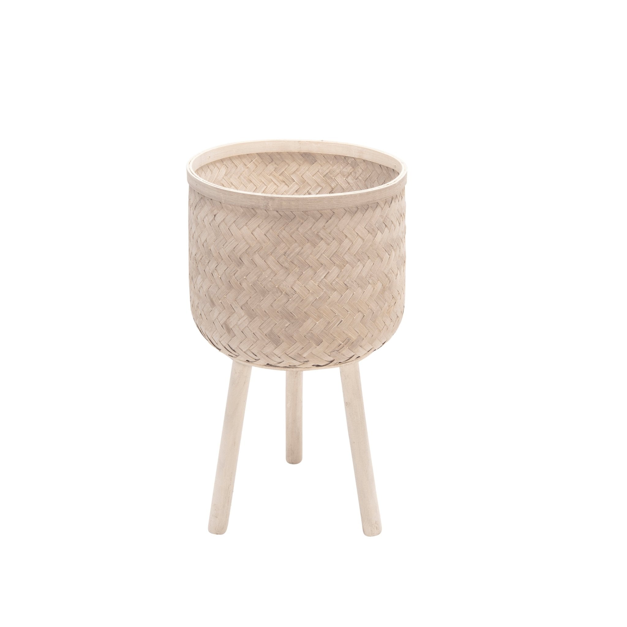 Set of 3 Bamboo Planters White Wash | Zigeze