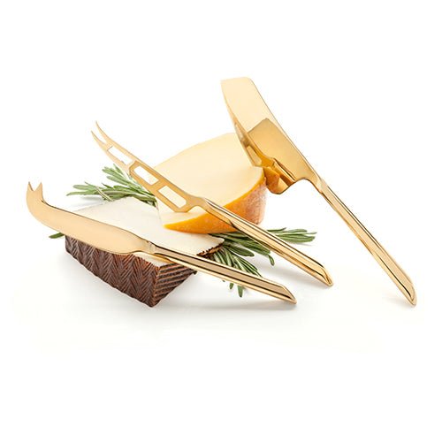 Set of 3 Gold Plated Cheese Knives | Zigeze