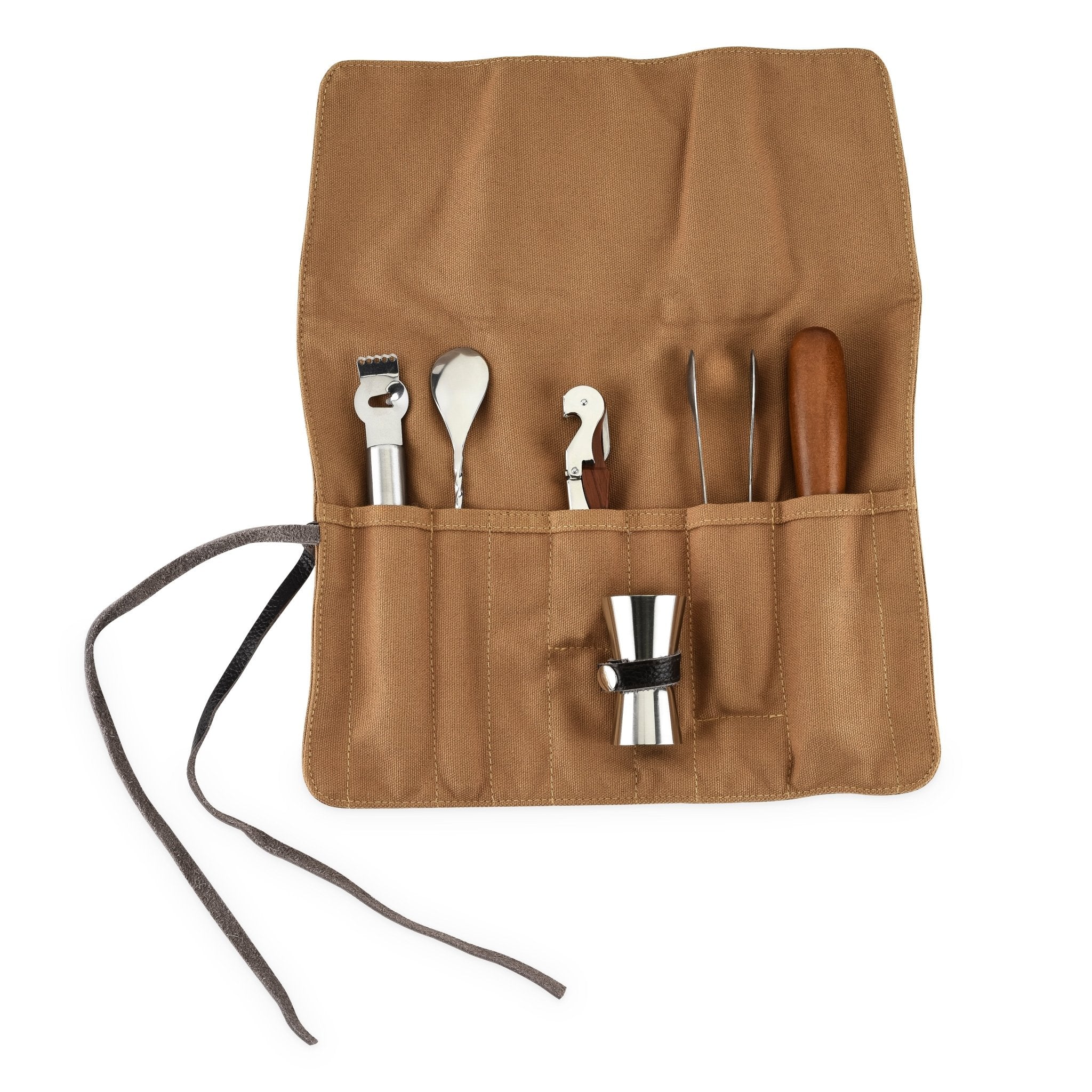 Set of 7 Bar Tools in Canvas Cocktail Kit | Zigeze