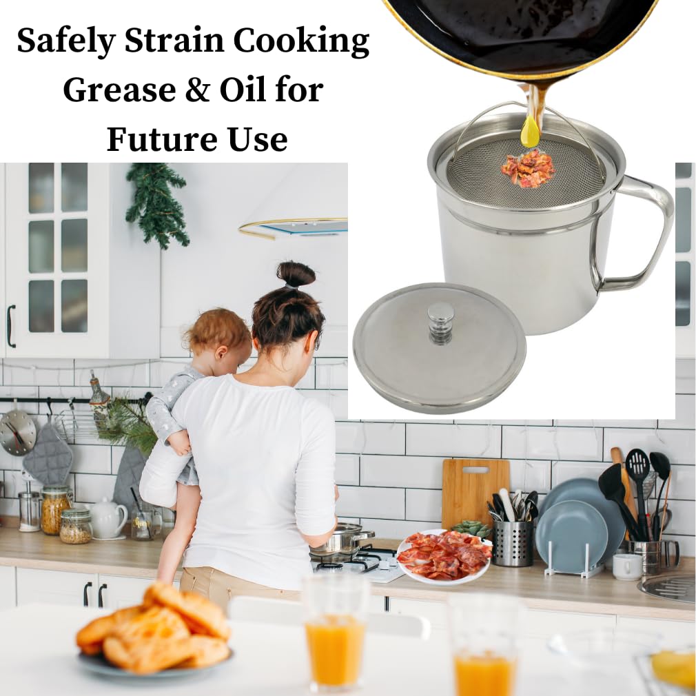 Stainless Steel Bacon Grease Strainer and Keeper | Zigeze
