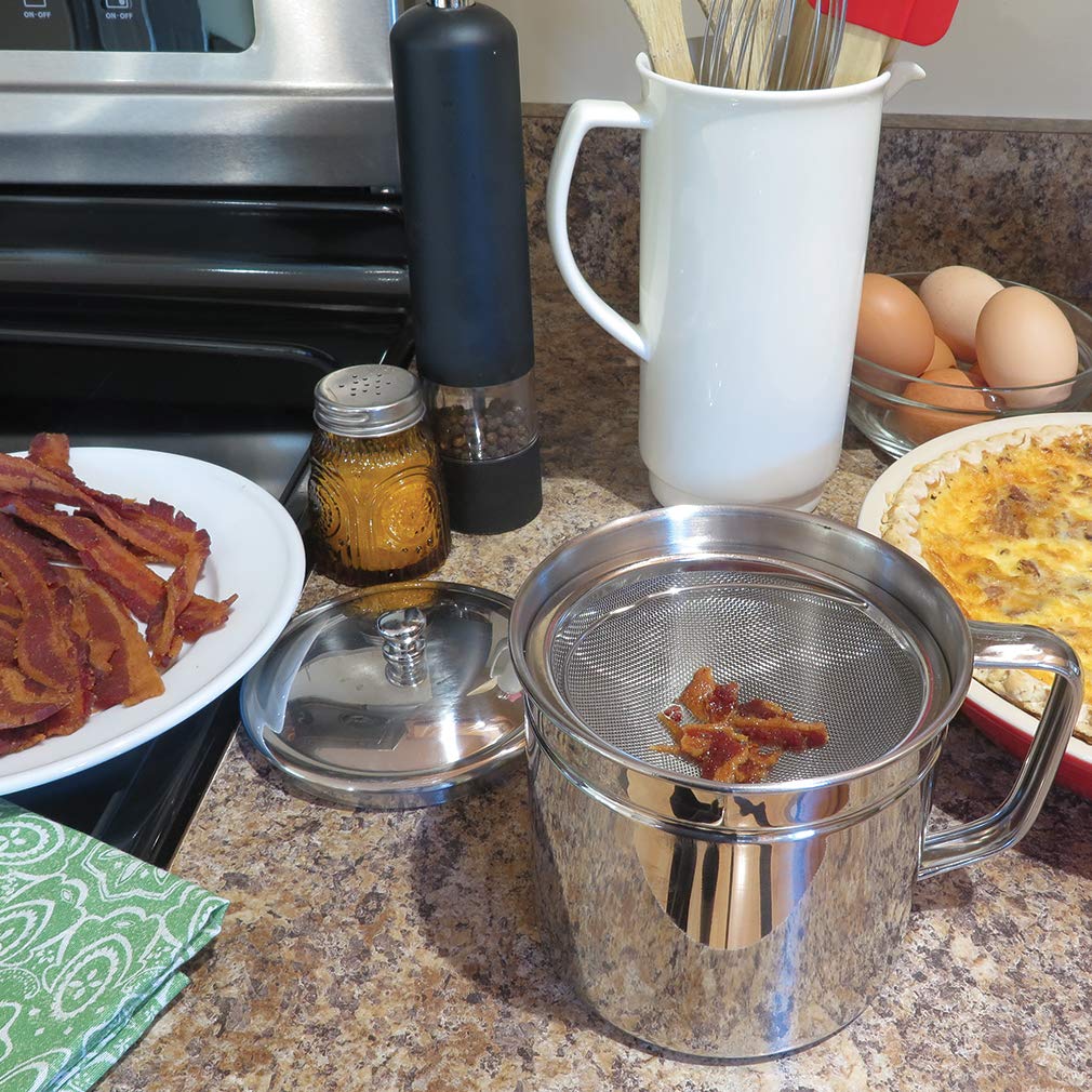 Stainless Steel Bacon Grease Strainer and Keeper | Zigeze
