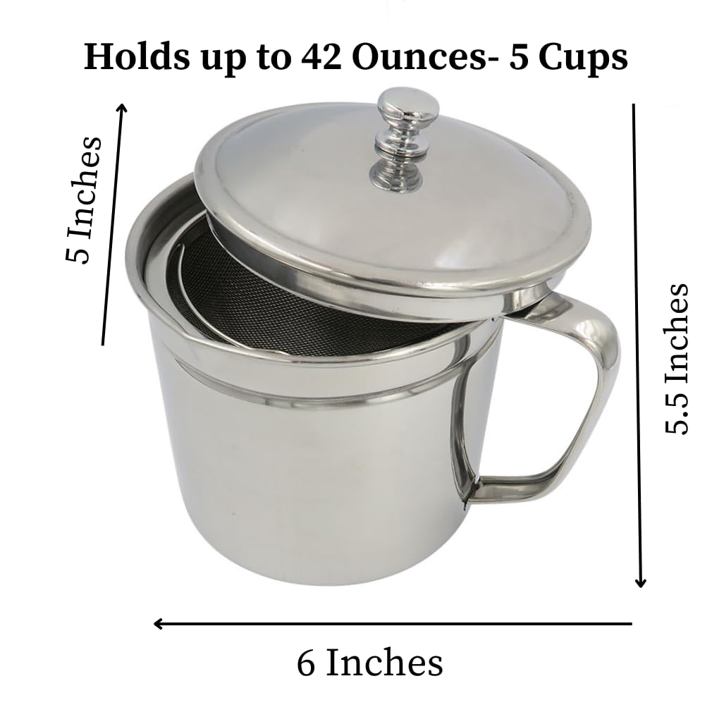 Stainless Steel Bacon Grease Strainer and Keeper | Zigeze