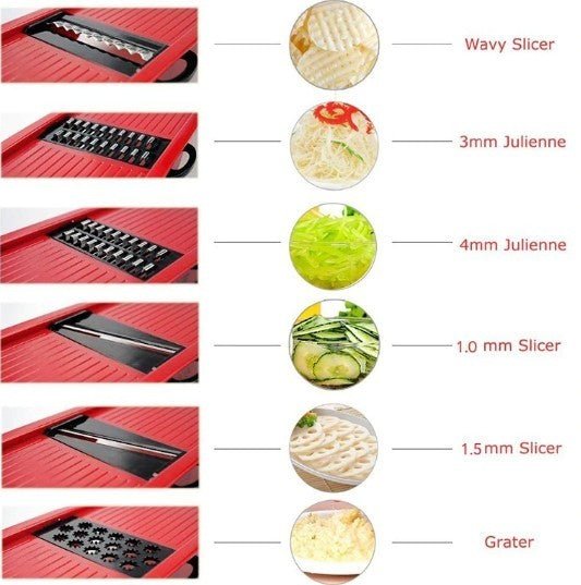 Stainless Steel Vegetable Slicer with 6 Blades | Zigeze