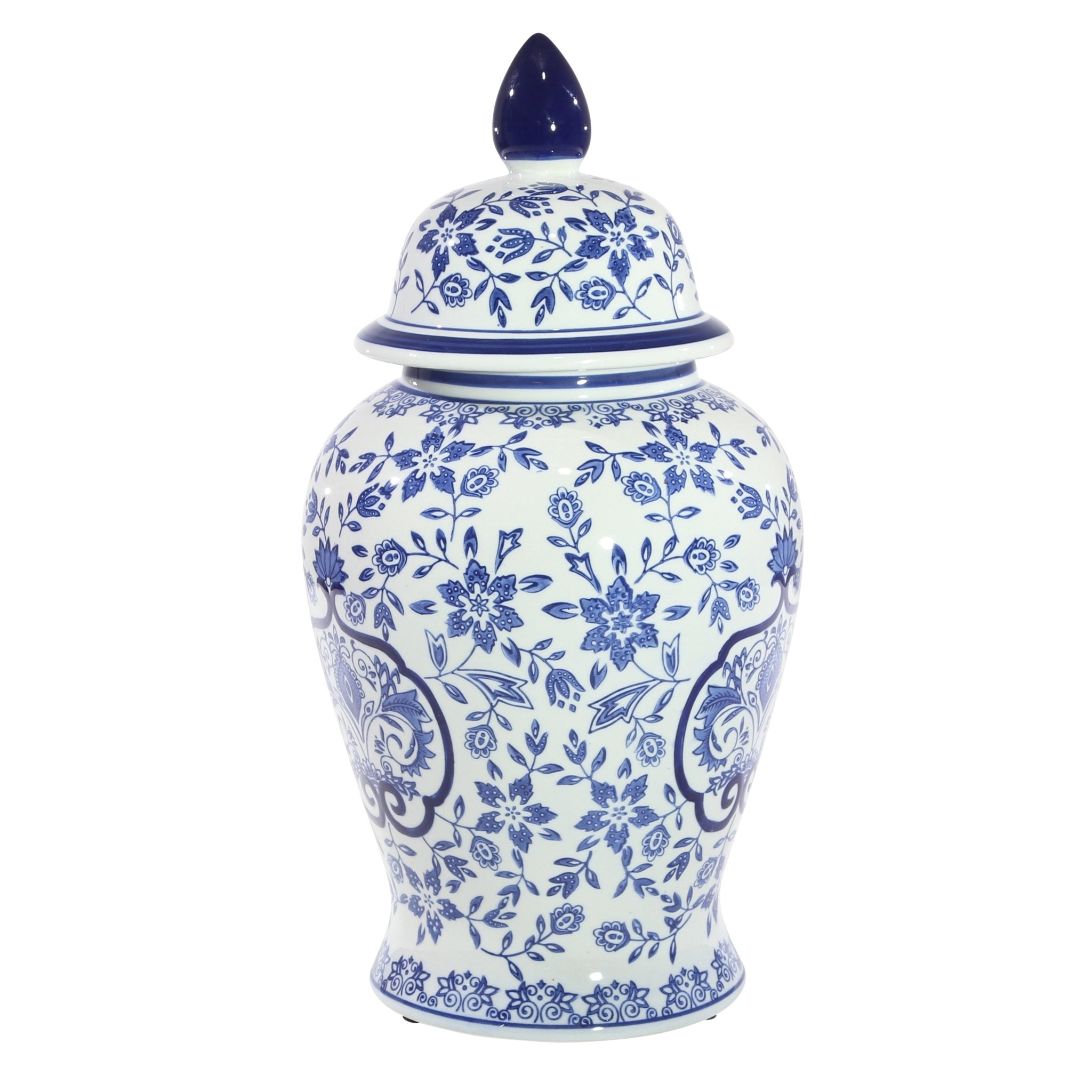 White/Blue Temple Jar 18" | Zigeze