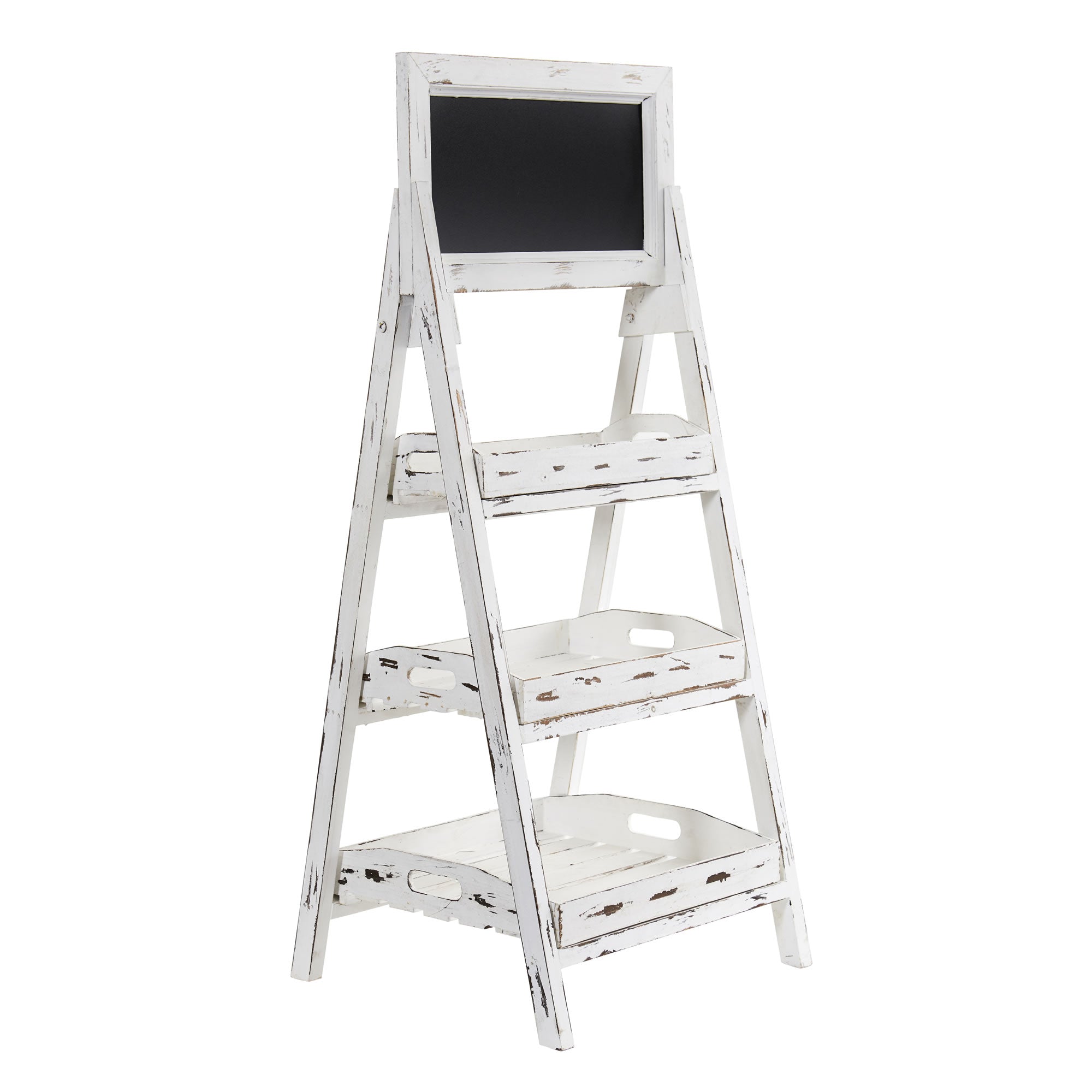 3' White Washed Farmhouse Stand with Chalkboard | Zigeze