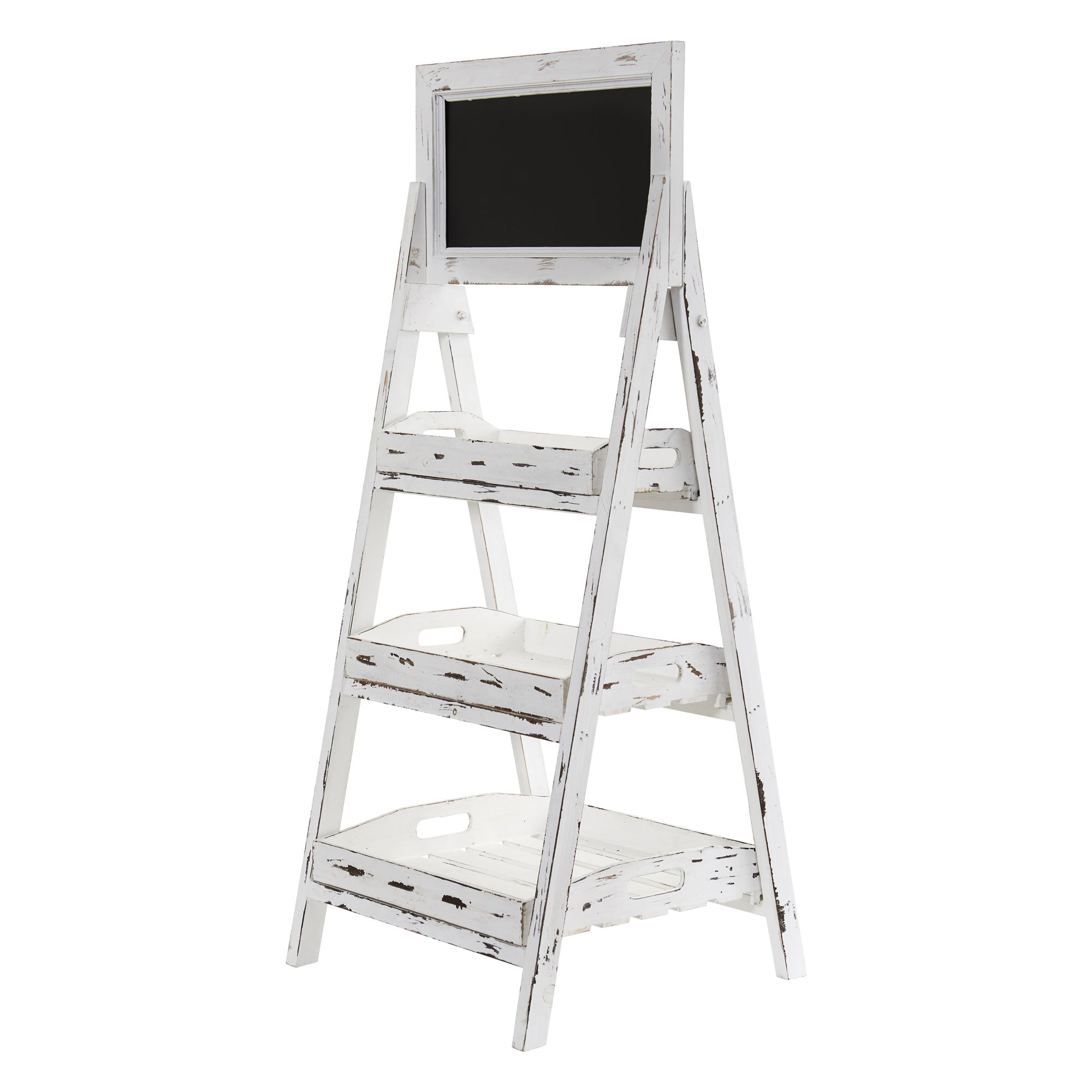 3' White Washed Farmhouse Stand with Chalkboard | Zigeze