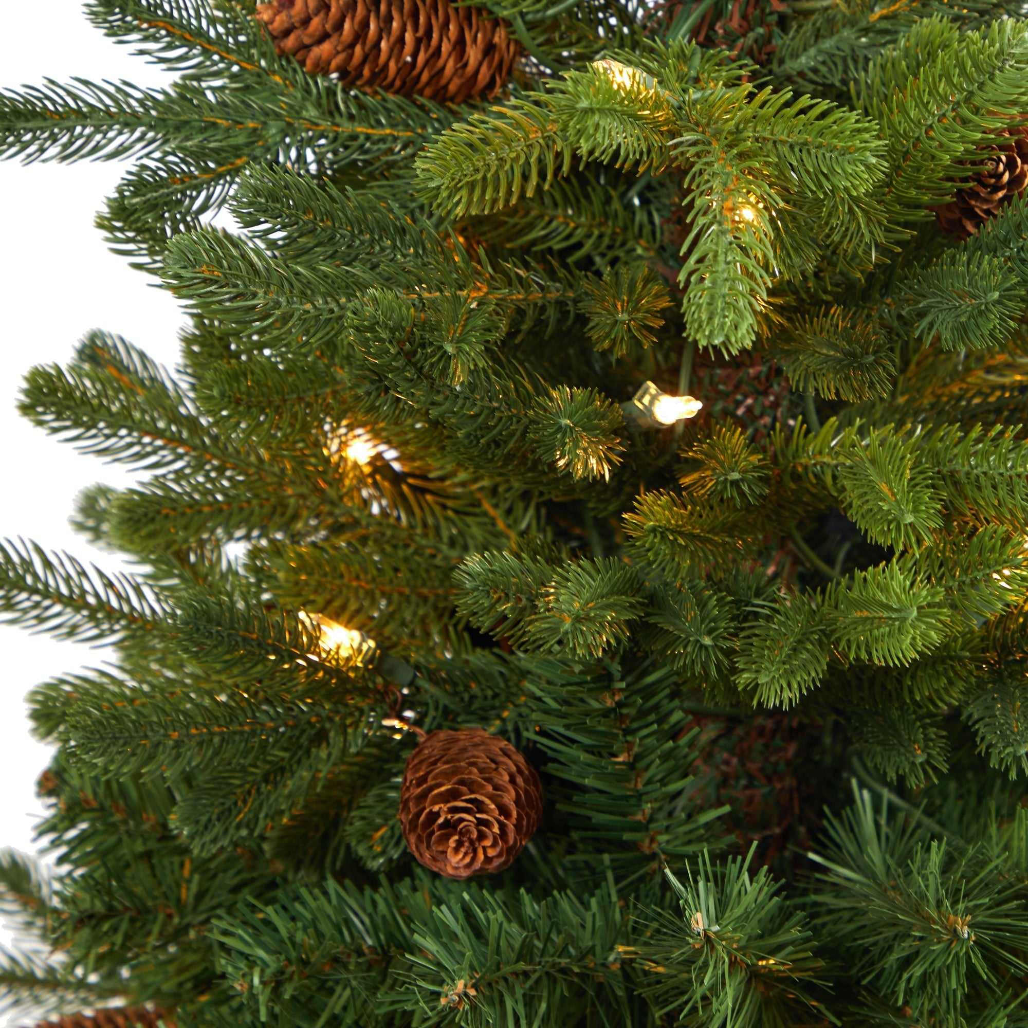 3.5' Yukon Mountain Fir with 50 Clear Lights in White Planter | Zigeze