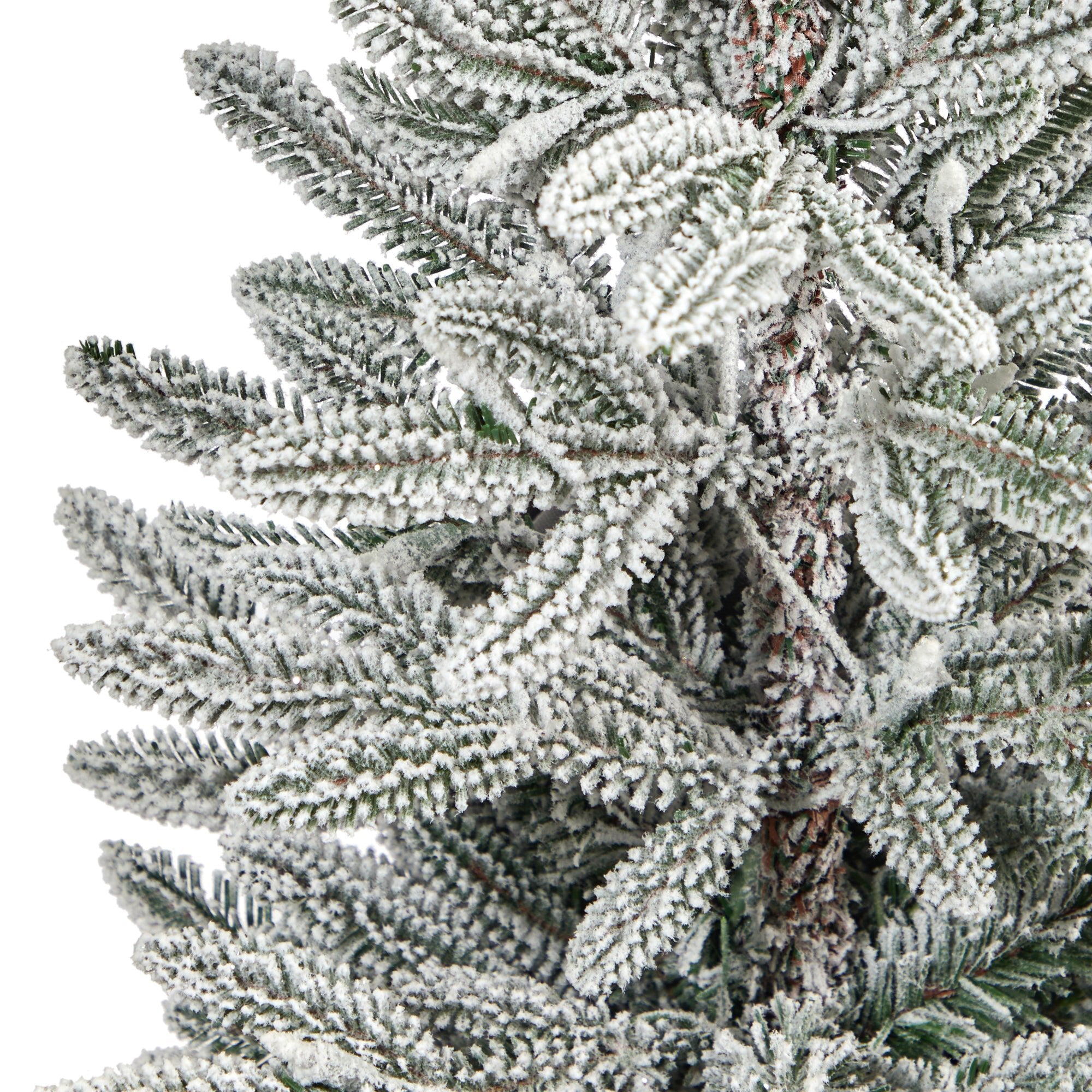 44" Flocked Manchester Spruce Tree with 50 Lights in White Planter | Zigeze