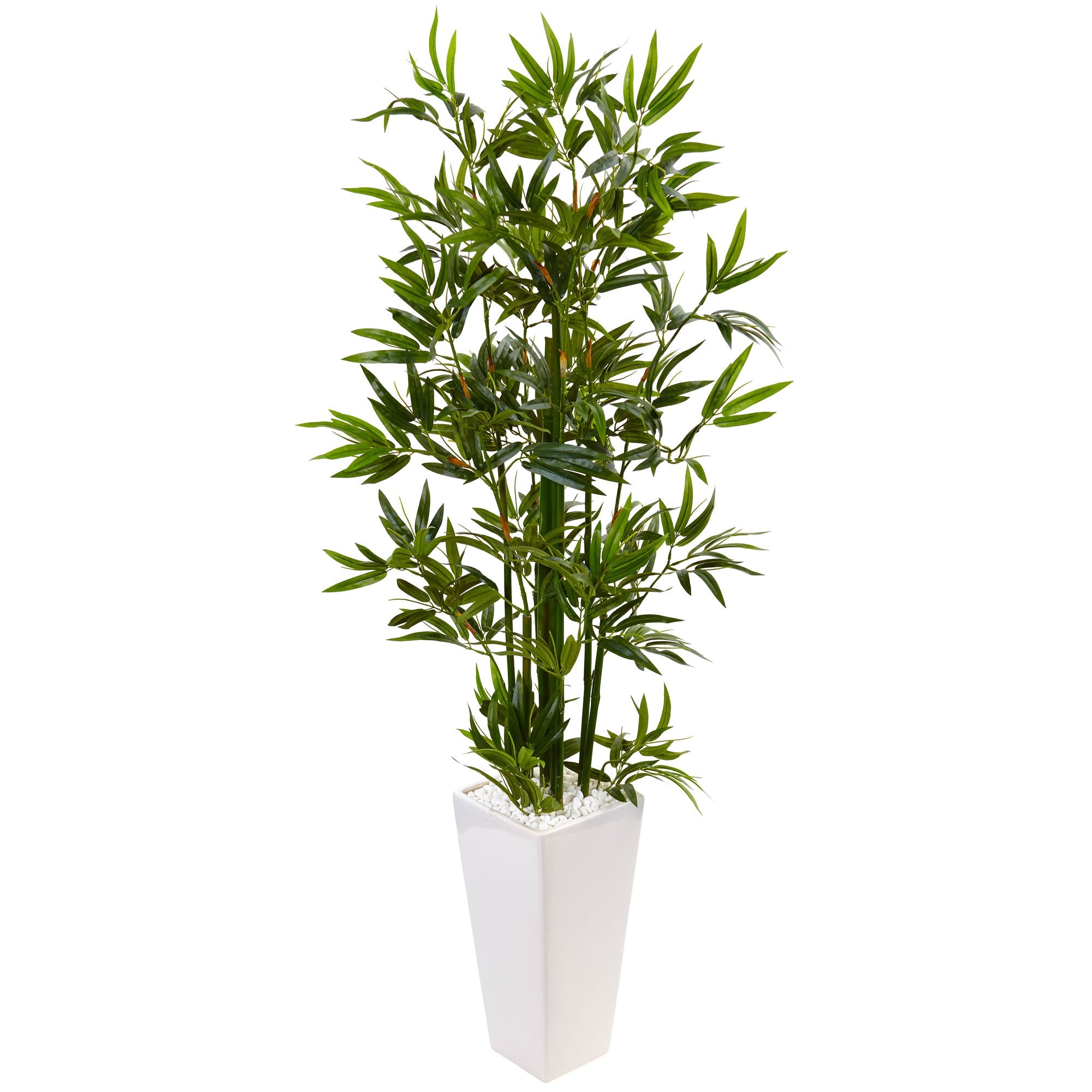 4.5' Artificial Bamboo Tree in White Tower Planter | Zigeze