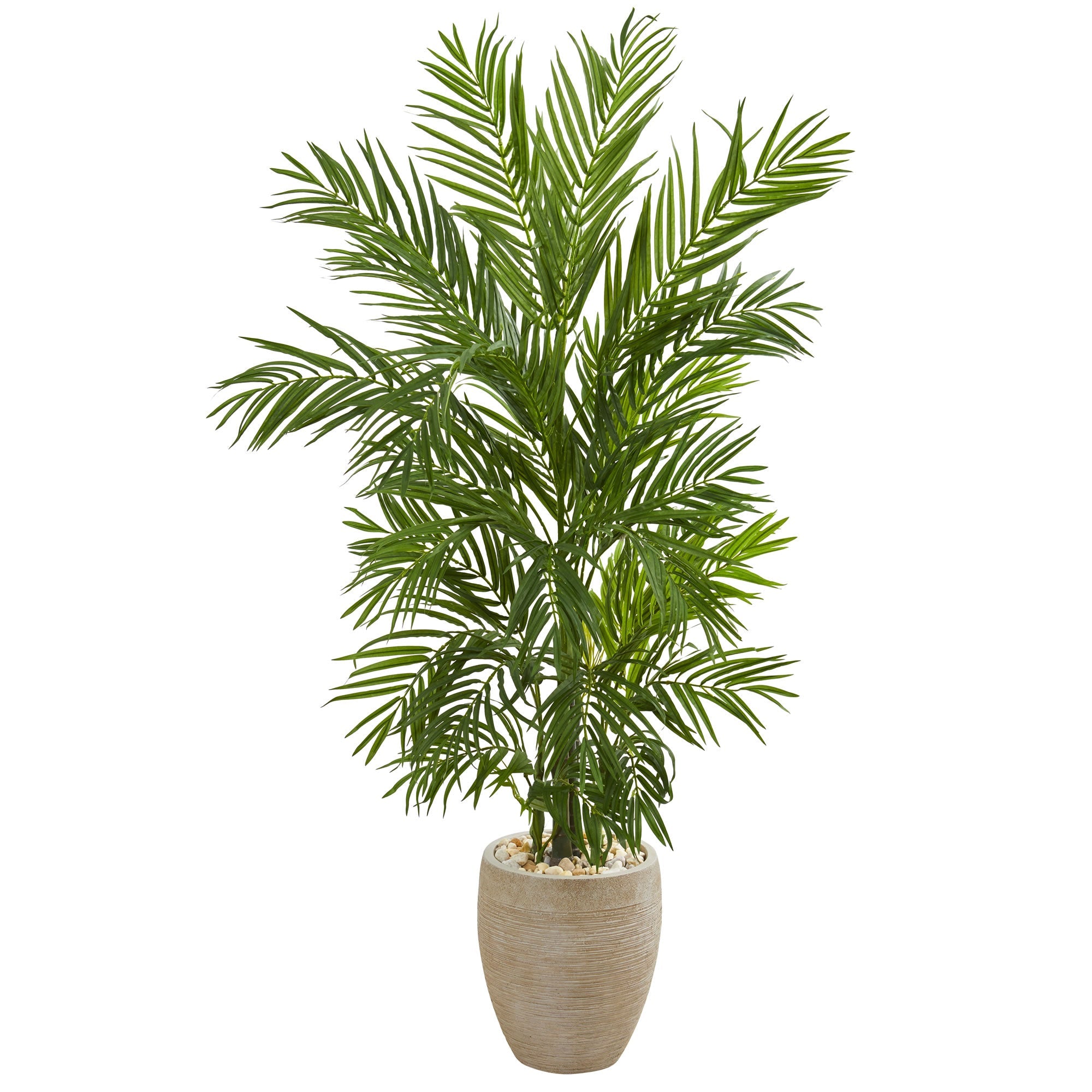 5' Areca Palm Artificial Tree in Sand Colored Planter | Zigeze