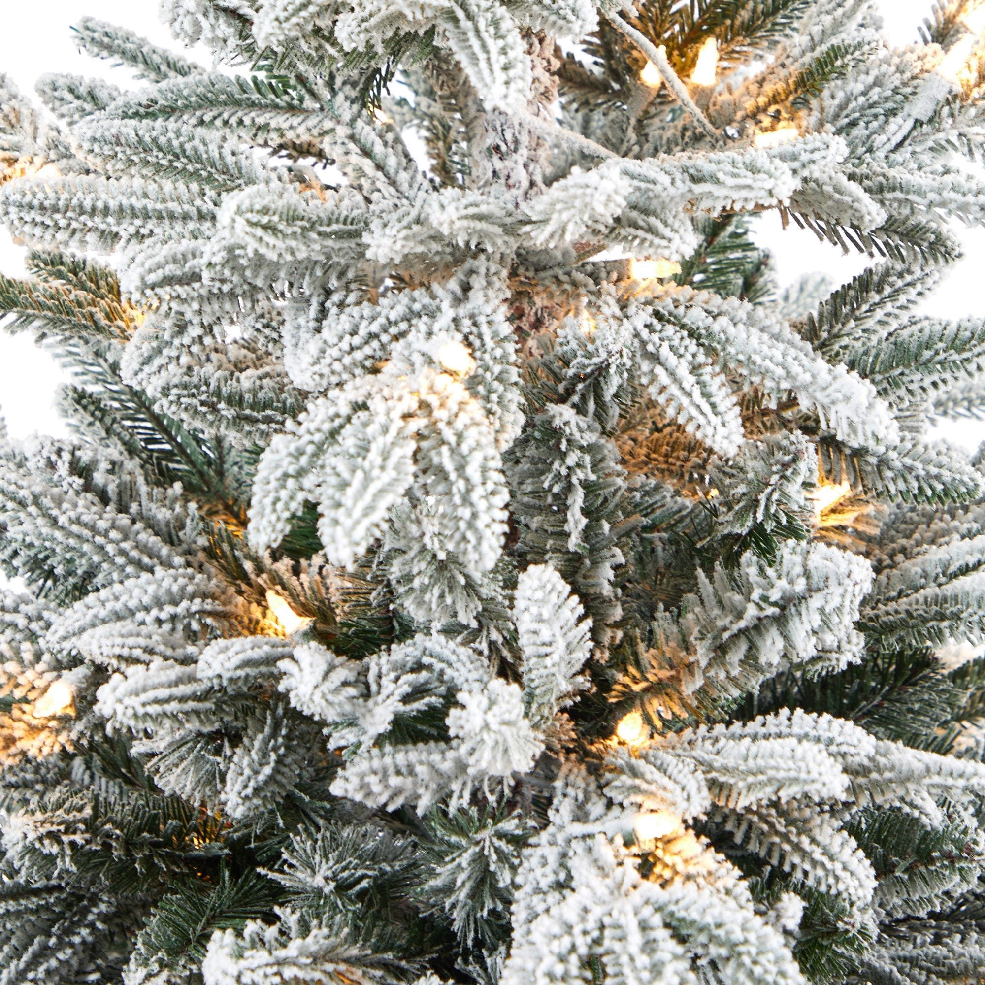 5' Flocked Manchester Spruce Tree with 100 Lights in Red Tower Planter | Zigeze