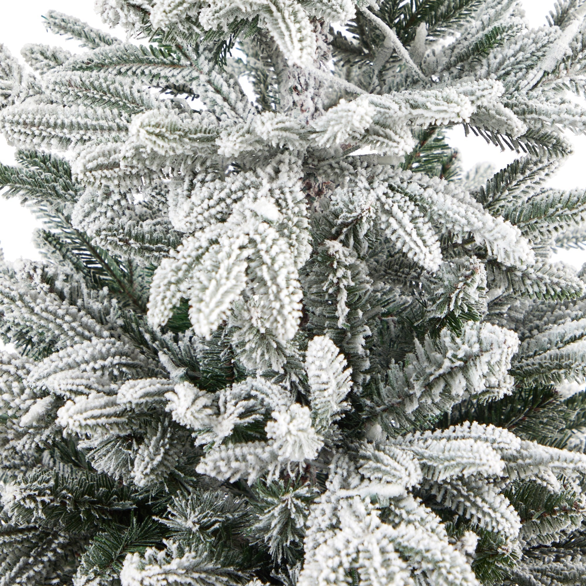 5' Flocked Manchester Spruce Tree with 100 Lights in Red Tower Planter | Zigeze
