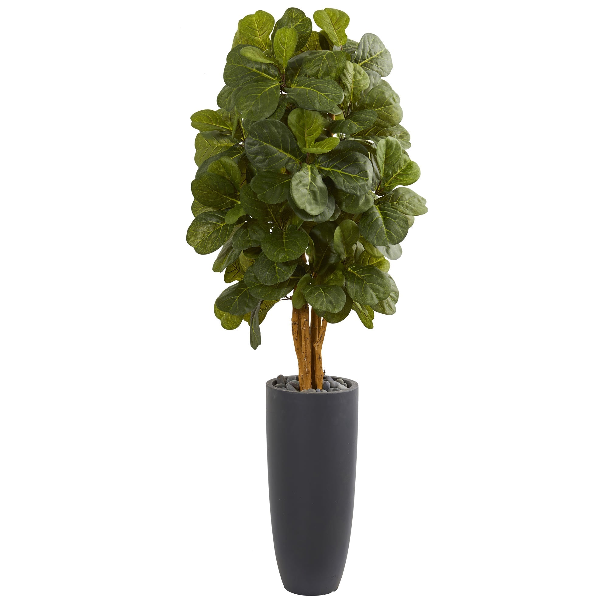 5.5' Fiddle Leaf Artificial Tree in Gray Cylinder Planter | Zigeze