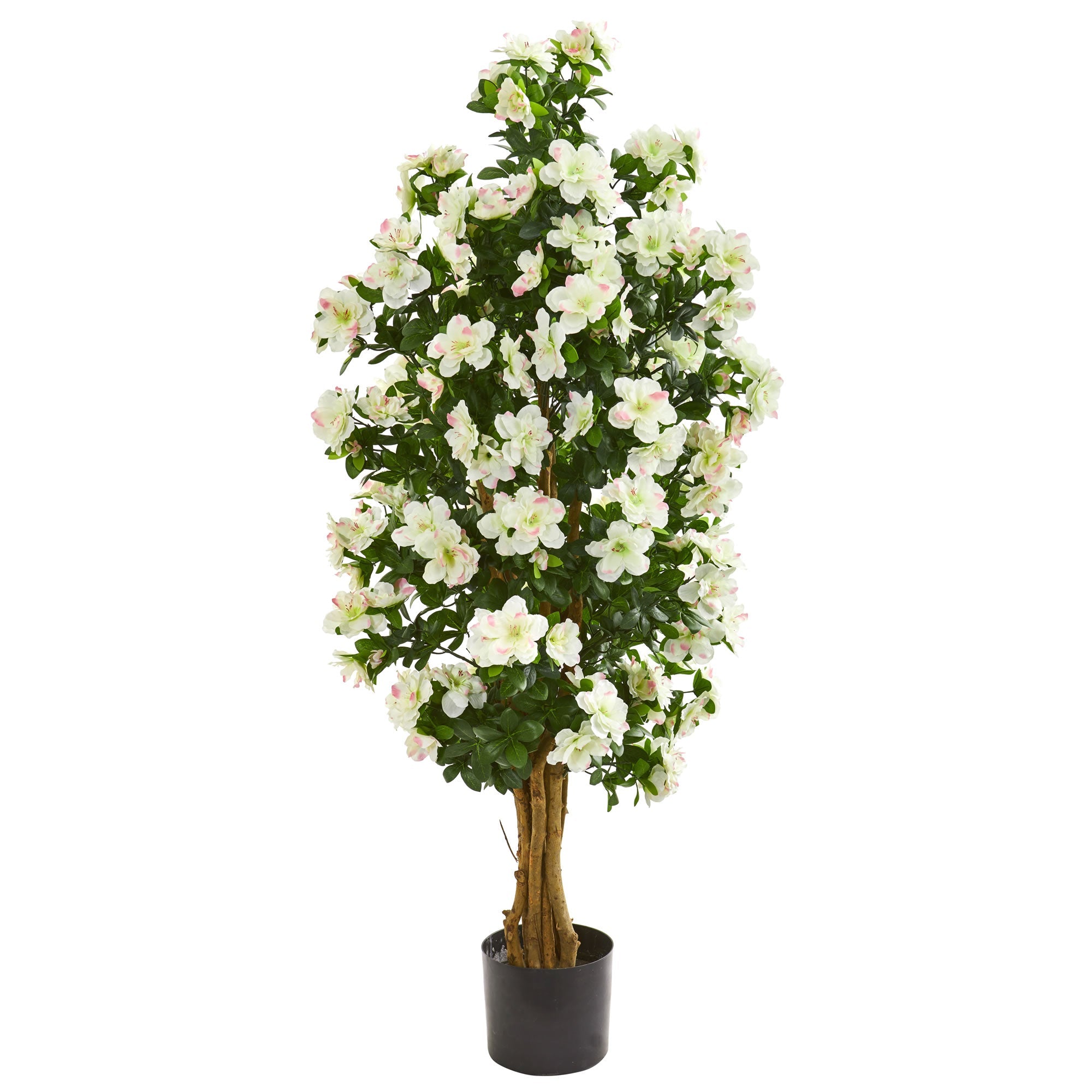 57" Azalea Artificial Tree with Greens Leaves and White Blossoms | Zigeze