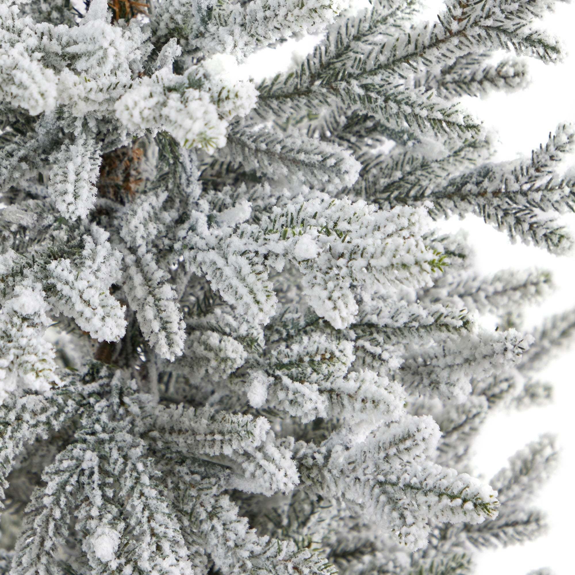 57" Flocked Fraser Fir with 300 Lights in Tower Planter | Zigeze
