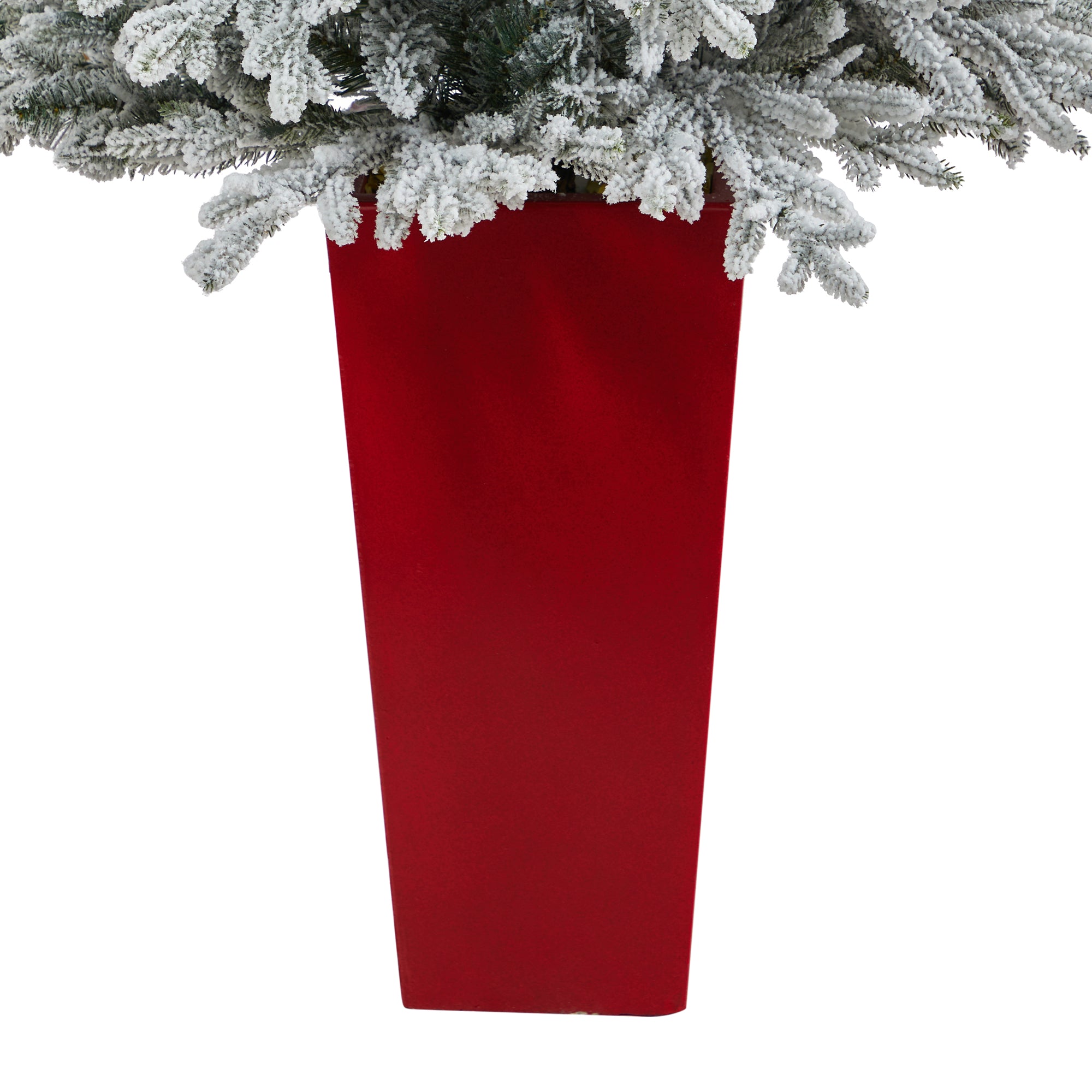 57" Flocked Fraser Fir with 300 Lights in Tower Planter | Zigeze