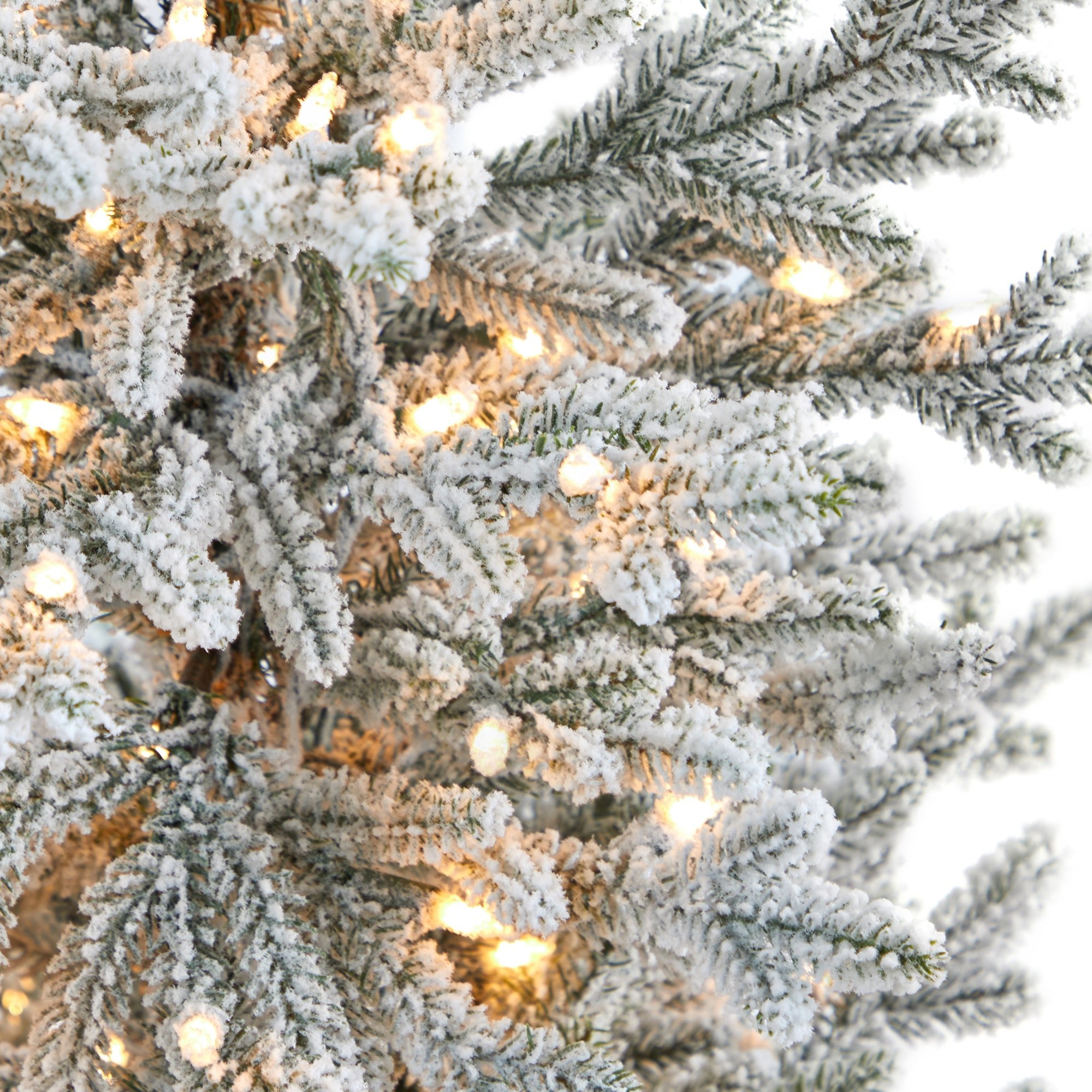 57" Flocked Fraser Fir with 300 Lights in Tower Planter | Zigeze
