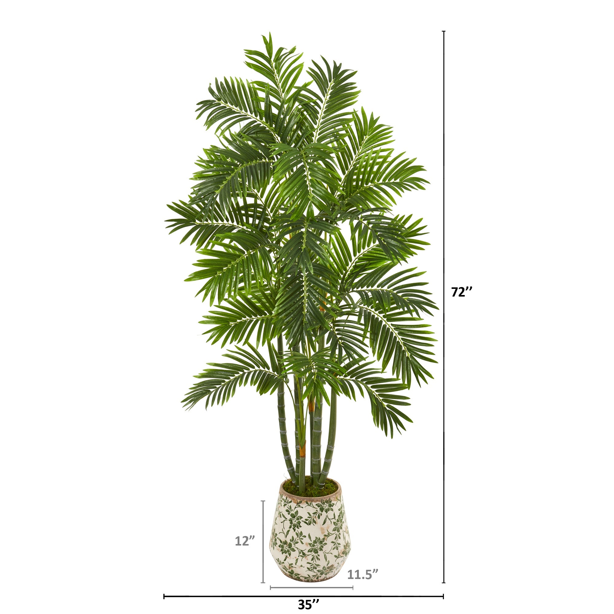 6' Areca Palm Artificial Tree in Vintage Green Planter | Zigeze