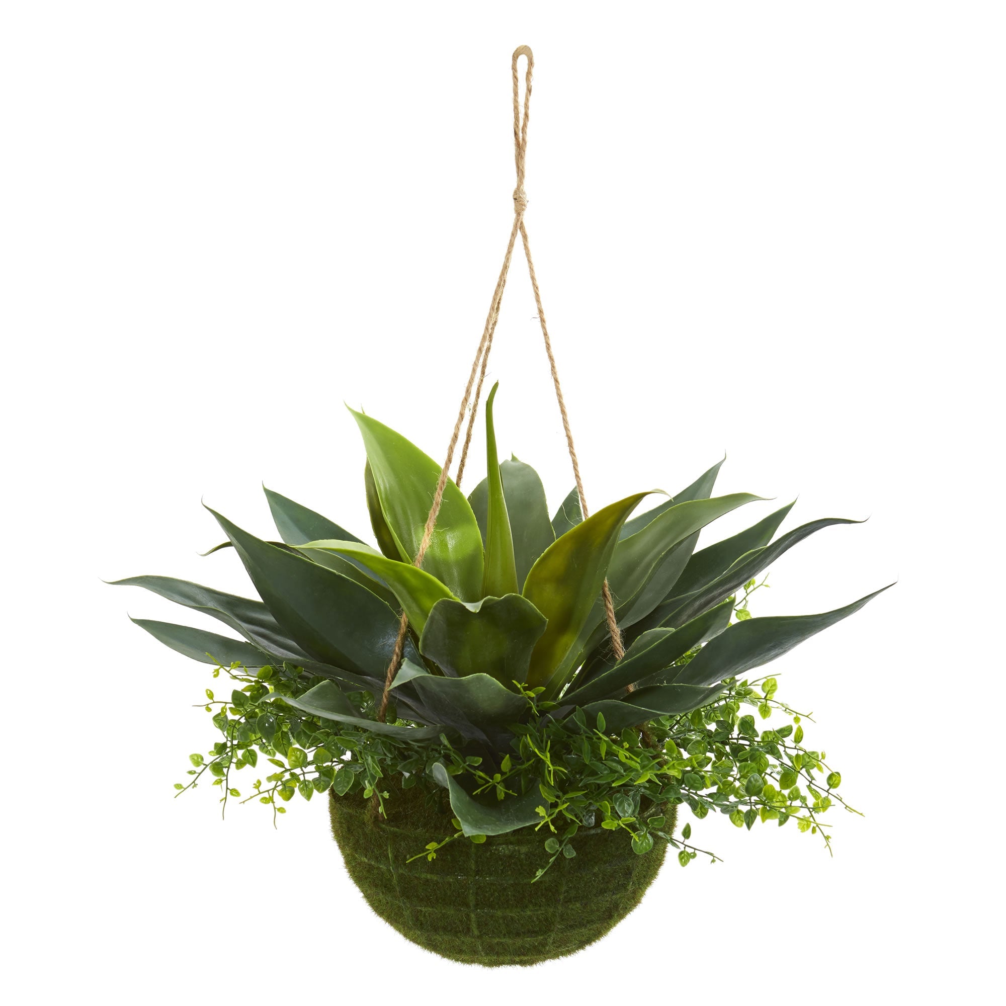 Agave and Maiden Hair Artificial Plant in Hanging Basket | Zigeze