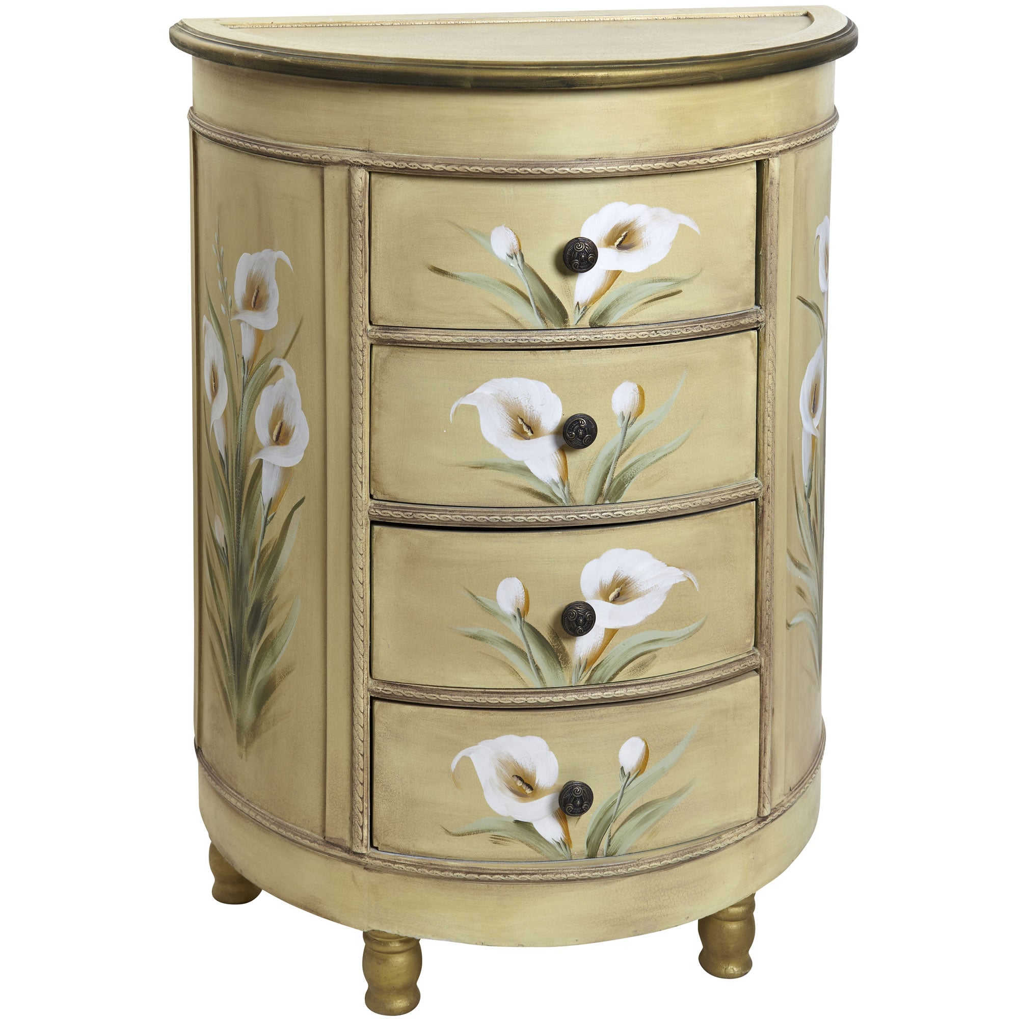 Antique Accessory Table with Calla Lily Floral Art | Zigeze