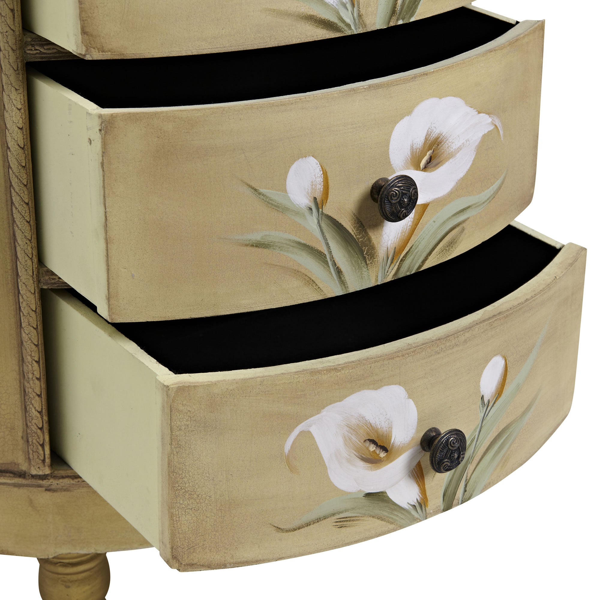 Antique Accessory Table with Calla Lily Floral Art | Zigeze