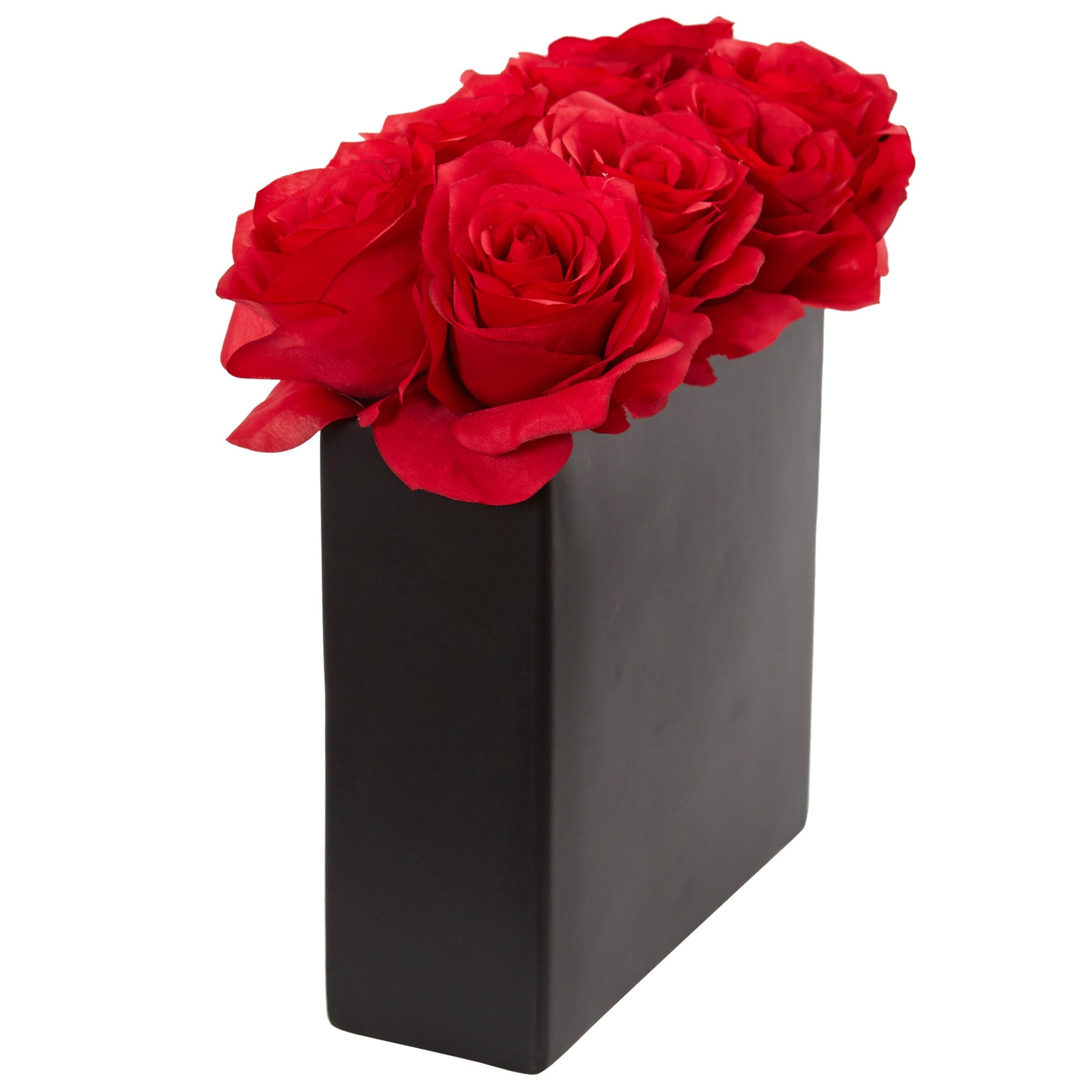 Artificial Red Roses Arrangement in Black Vase | Zigeze