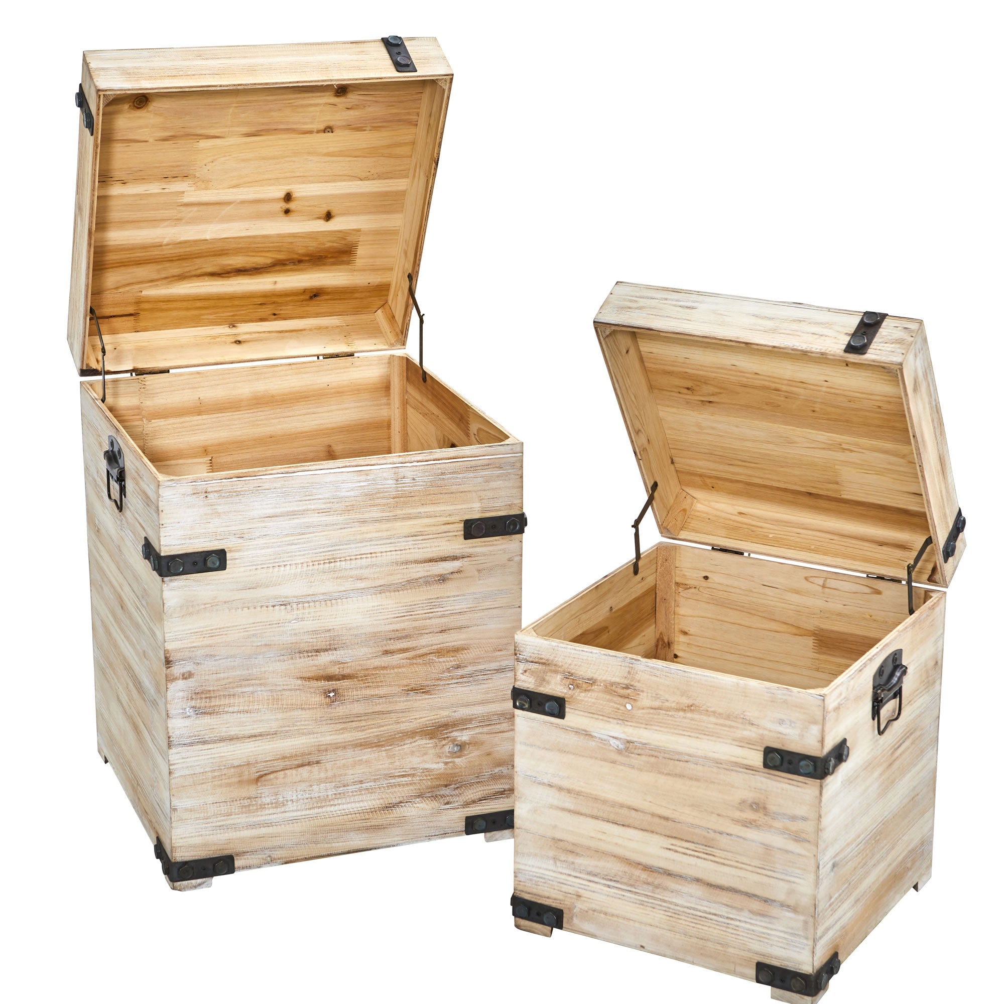 Decorative White Wash Storage Boxes (Set of 2) | Zigeze