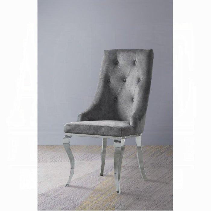 Gray Upholstered Side Chair (2 Pcs), Gray | Zigeze